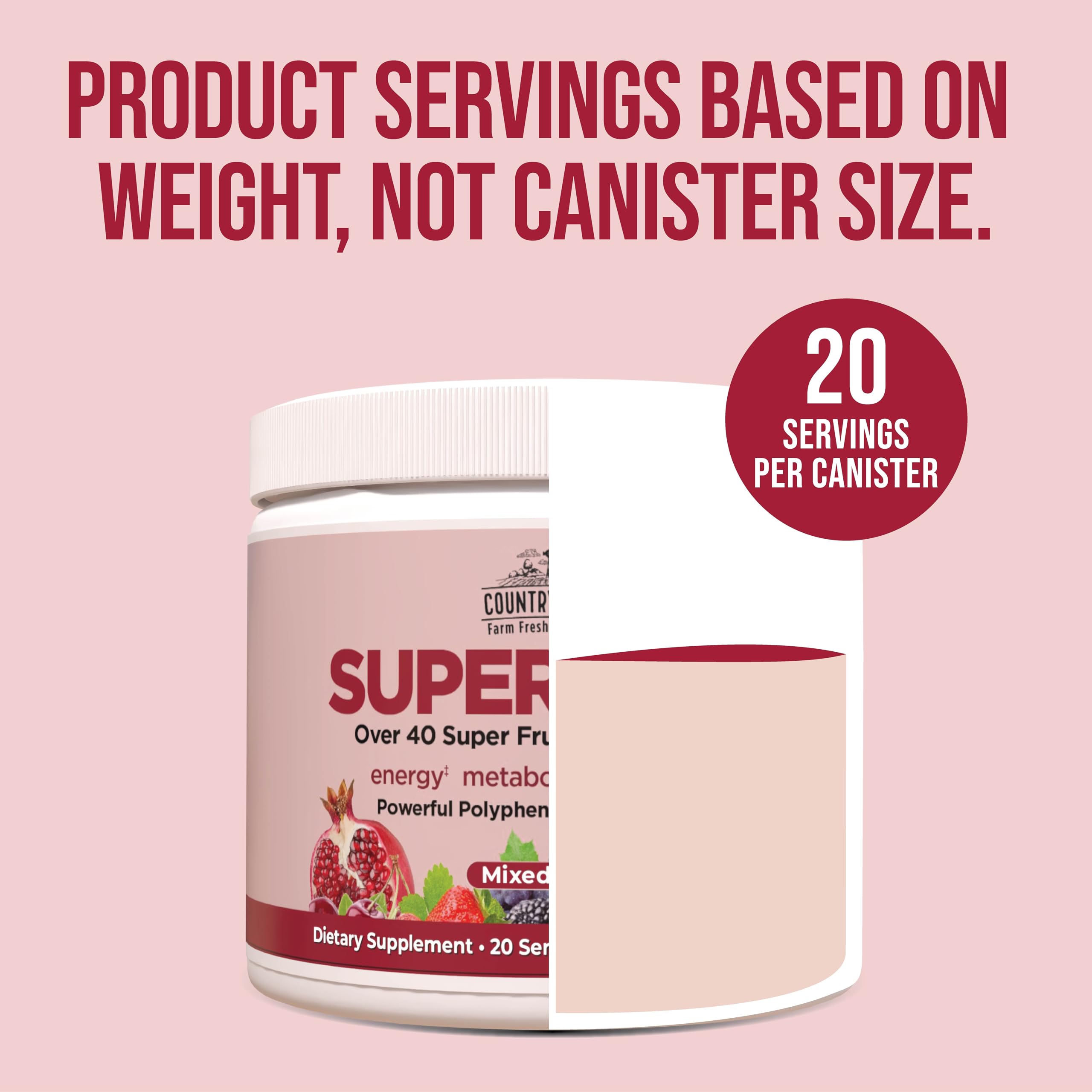 COUNTRY FARMS Super Reds, Energizing Polyphenol Superfood, 48 Super Fruits and Berries, Powerful Antioxidants and Polyphenols, Supports Energy, 20 Servings, Mixed Berry Flavor Country Farms Au supplements