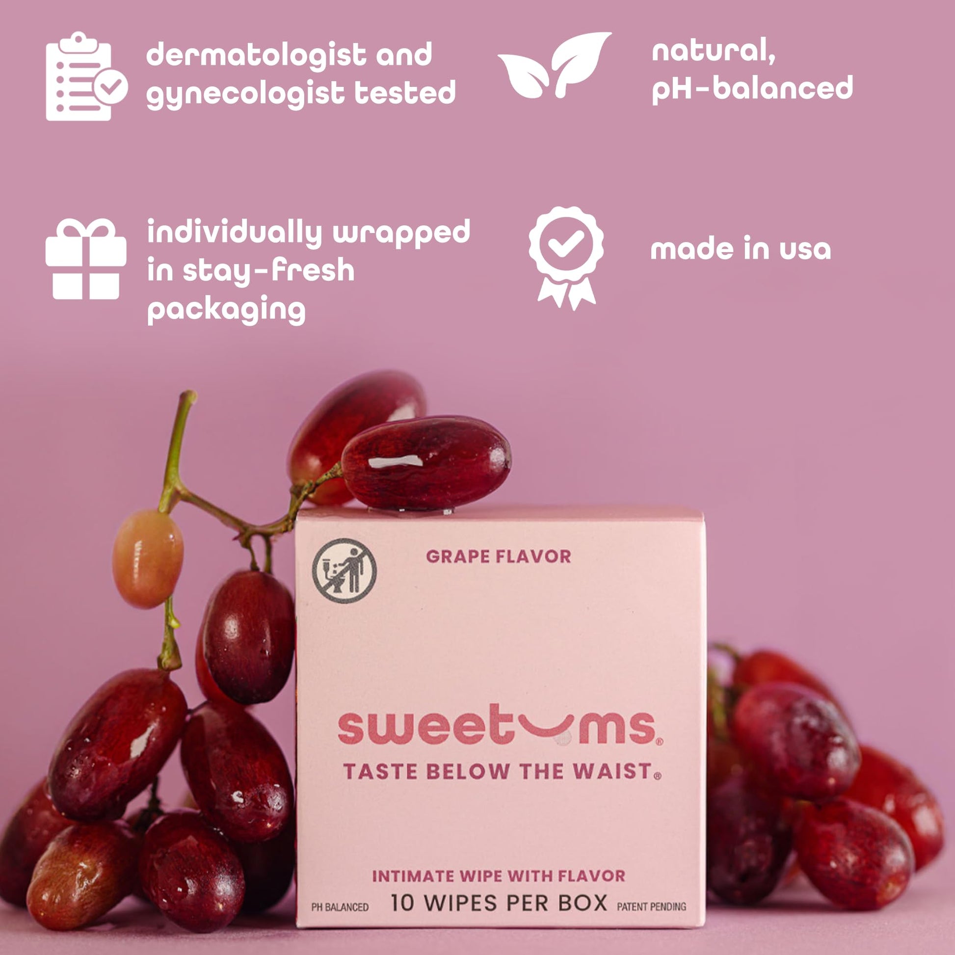Sweetums Feminine Wipes For Women, Individually Wrapped - pH Balanced Flavored Intimate Wipes Sweetums Au supplements
