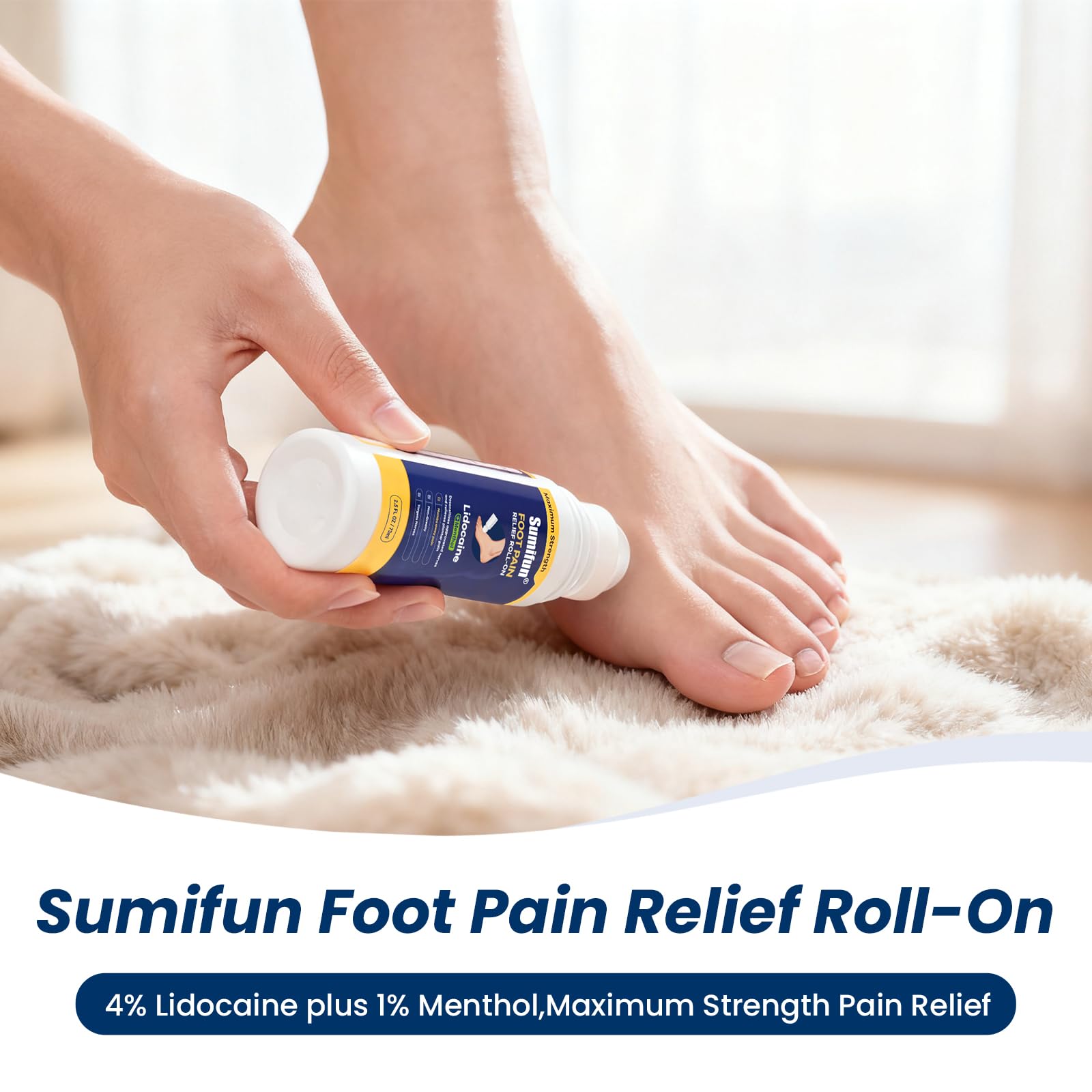 Sumifun Foot Pain Relief Lidocaine Roll-On - Maximum Strength OTC for Plantar Fasciitis & Heel Pain - Fast-Drying, Non-Greasy Formula, 2.5 Fl Oz * 3 Sumifun Au supplements