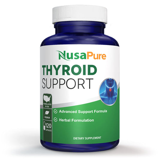 NusaPure Thyroid Support Supplement (Non-GMO) 120 caps, Ashwaganda, Iodine, Zinc, kelp, Vitamin B12, L-Tyrosine, Selenium, Copper NusaPureUS supplements