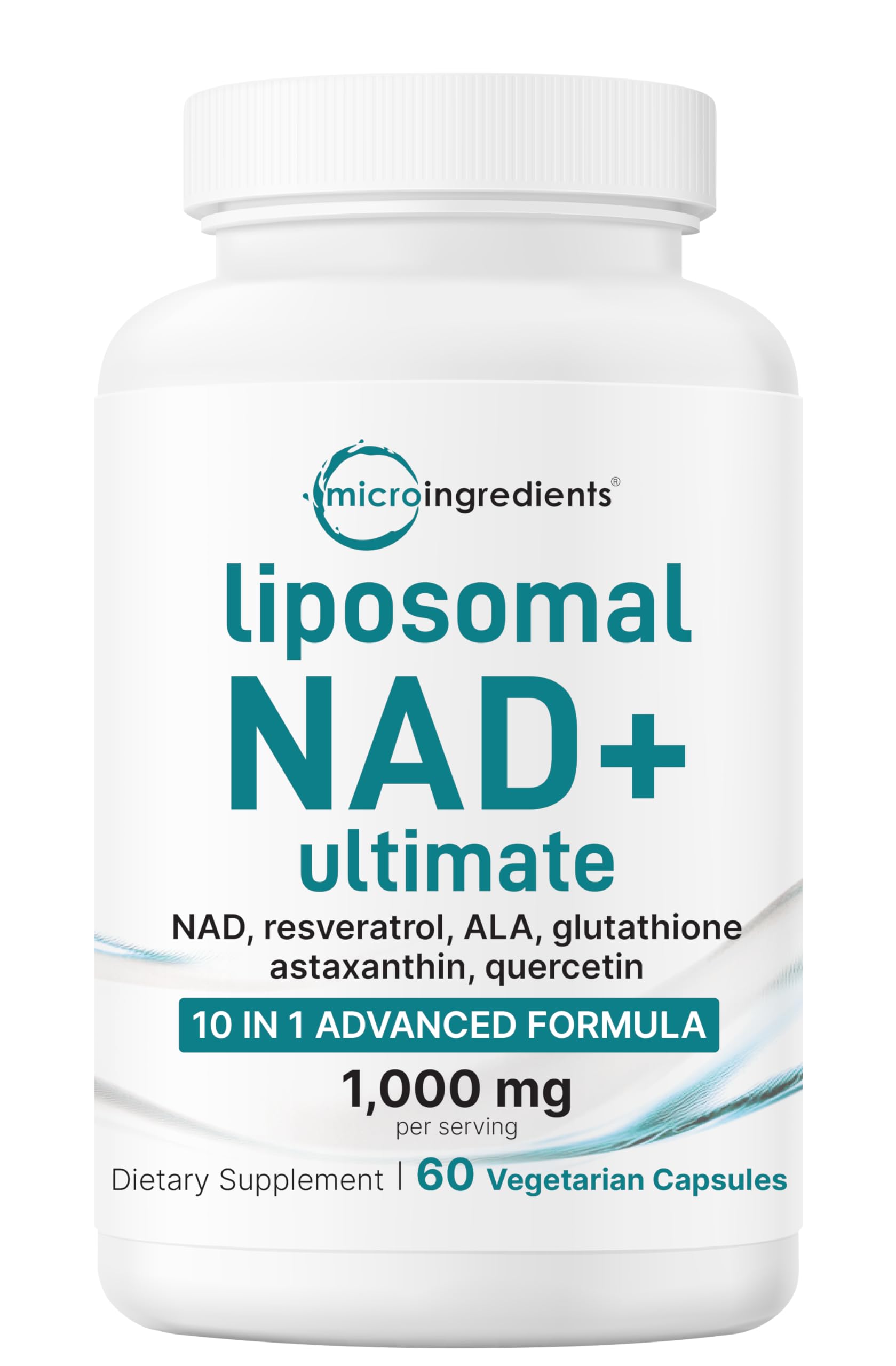 Micro Ingredients Liposomal NAD+ Ultimate Complex 1,000mg | 60 Veggie Capsules | NMN Pathway Formula | 10-in-1 with Resveratrol, Glutathione, & Astaxanthin | NAD Supplement for Women & Men Micro Ingredients Au supplements