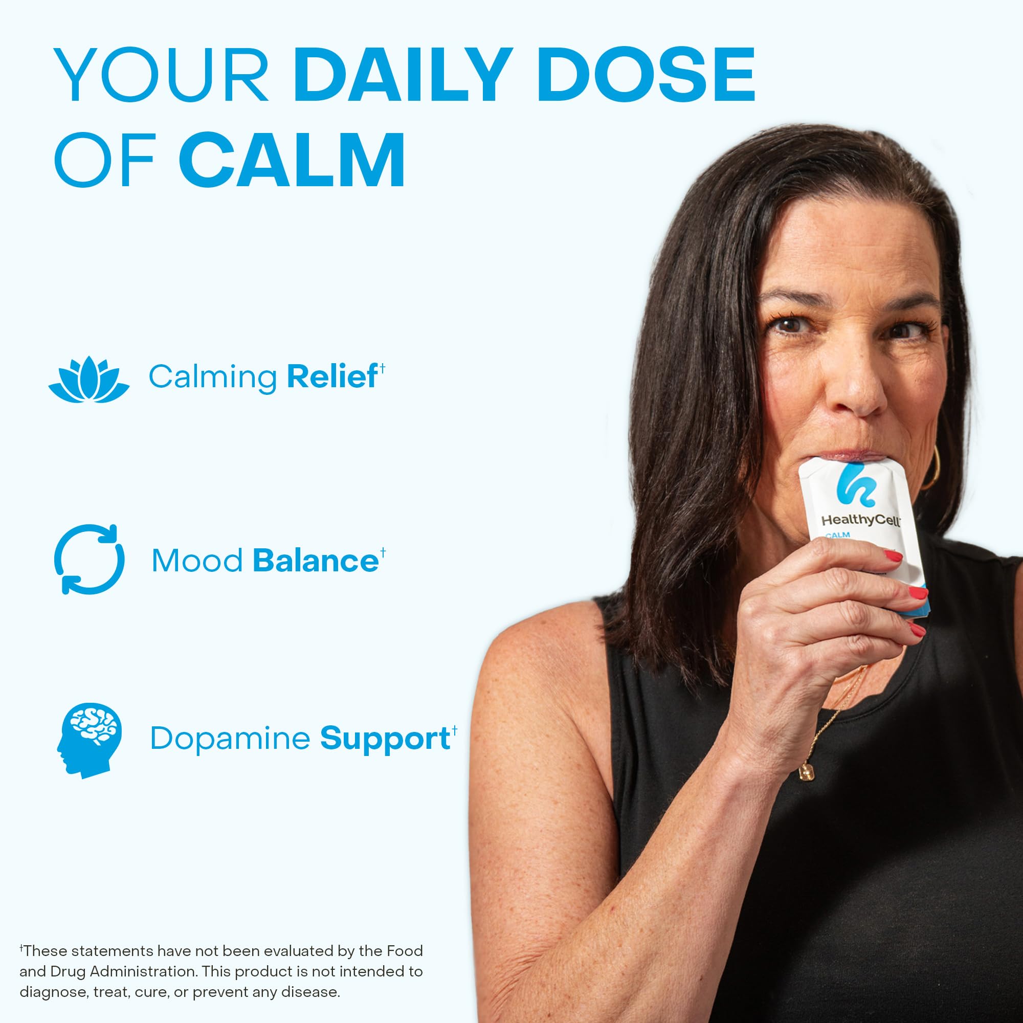 Healthycell Calm Mood Daily Liquid Supplement - Cortisol Manager & Mood Support Supplement for Stress with Ashwagandha, L-Theanine, Magnesium, 5-HTP, GABA & Saffron - 30 Gel Packs Healthycell Au supplements