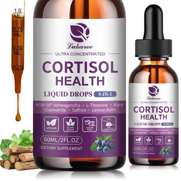 Cortisol Supplements for Women, Cortisol Reducer Manager Detox with KSM-66® Ashwagandha, Kava, Lemon Balm & Vitamin C B5 B6, Lower Cortisol, Hormone Harmony Liquid Drops, 2 FL.OZ, Blueberry Flavor Lukaree Au supplements