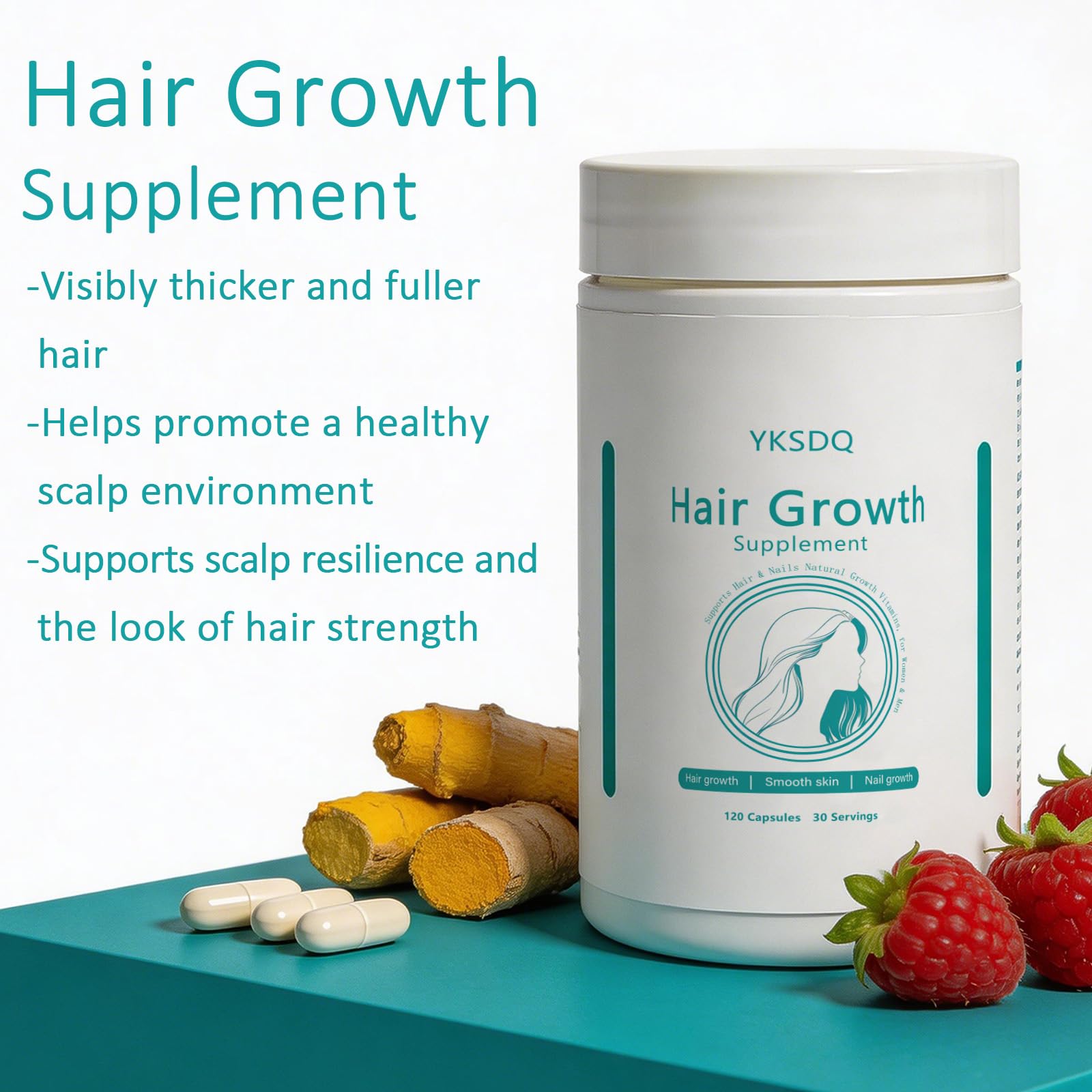 Hair Growth Biotin 10000mcg Supplement with Vitamins A C D E & Calcium - 30-in-1 Formula for Hair & Nails Support, for Women & Men, 30 Servings (1) WOJJ Au supplements