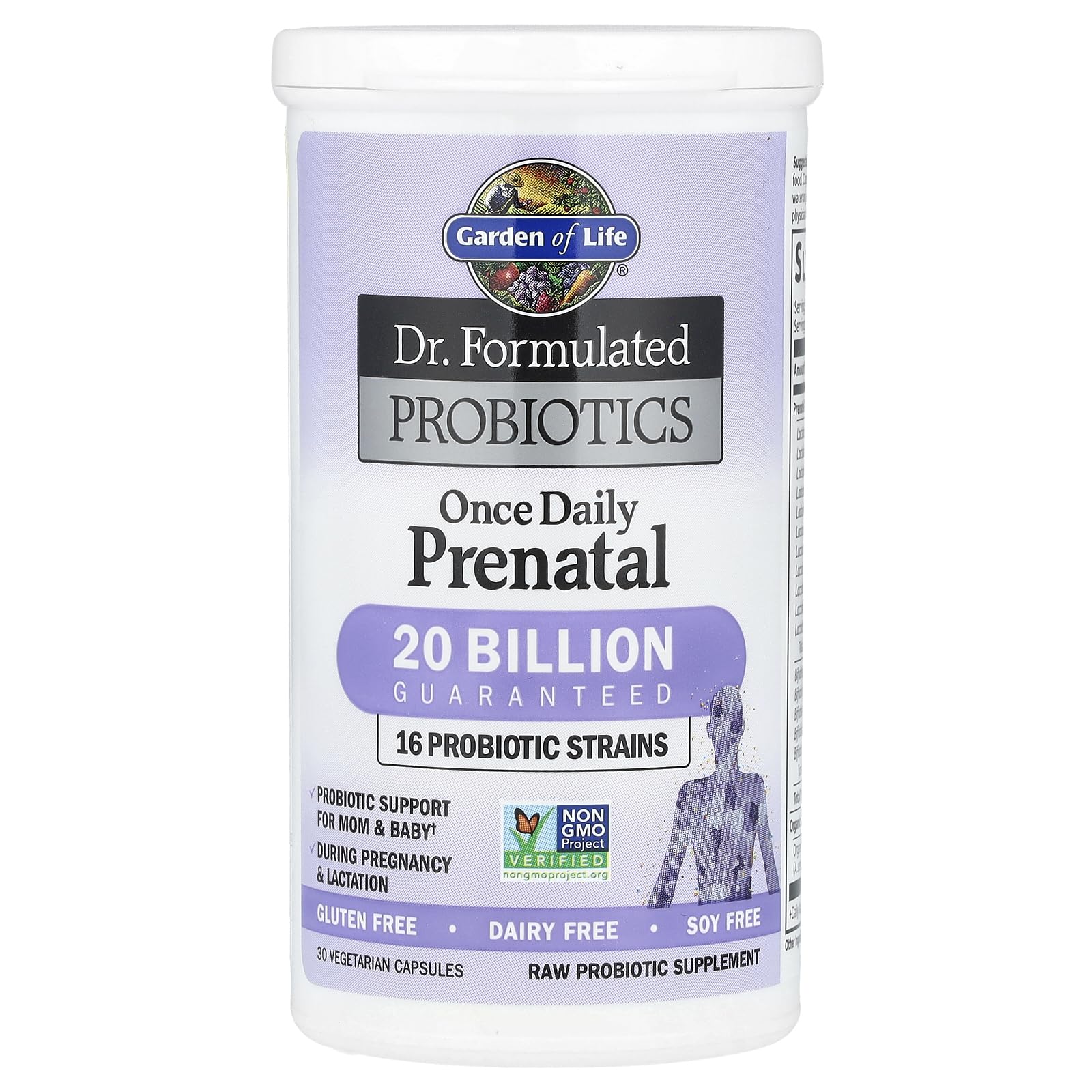 Garden of Life Dr. Formulated Probiotics Once Daily Prenatal - Acidophilus and Bifidobacteria Probiotic Support for Mom and Baby – Shelf Stable - Gluten, Dairy, and Soy-Free - 30 Vegetarian Capsules Garden of Life Au supplements