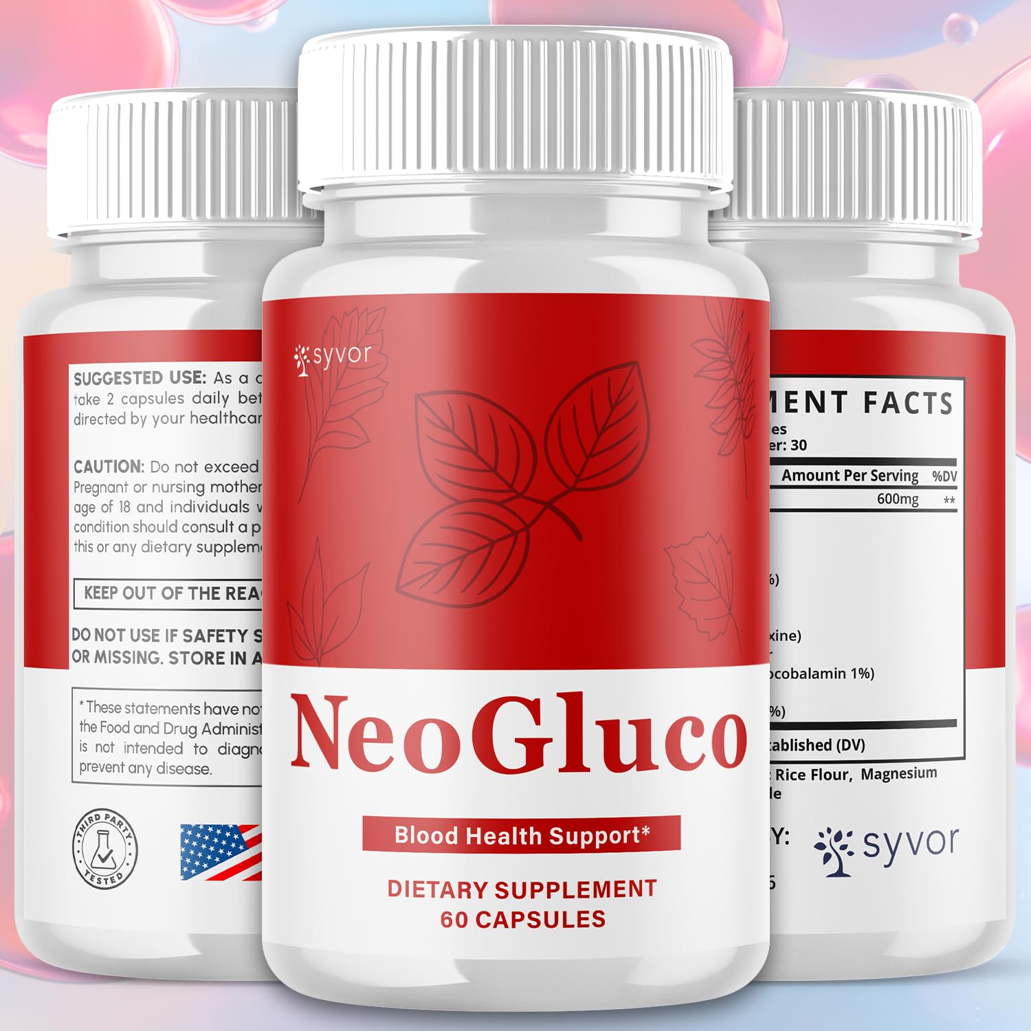 (2 Pack) NeoGluco Capsules, Official NeoGluco Glycogen Support Pills with All Natural Ingredients, Advanced Formula Health Supplement with Max Strength Premium Vitamins for Women & Men (120 Capsules) Syvor Au supplements