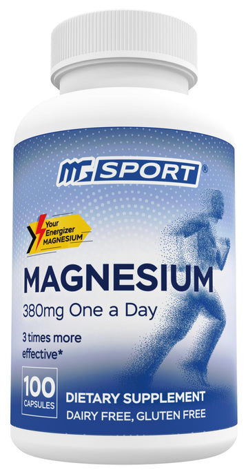 MGSPORT Magnesium Supplement 380mg - High Absorption Magnesium Complex Formula with Vitamins B6, D, E - Supports Muscle Function and Sleep Quality - 100 Servings MgSport Au supplements