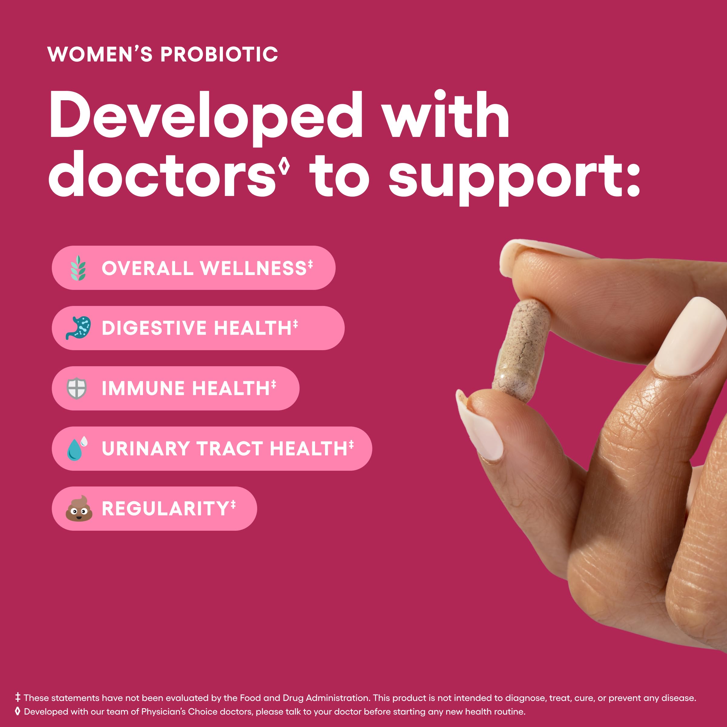 Physician's CHOICE Probiotics for Women - PH Balance, Digestive, UT, & Feminine Health - 50 Billion CFU - 6 Unique Strains for Her - Organic Prebiotics, Cranberry Extract+ - Women Probiotic - 30 CT Physician's CHOICE Au supplements