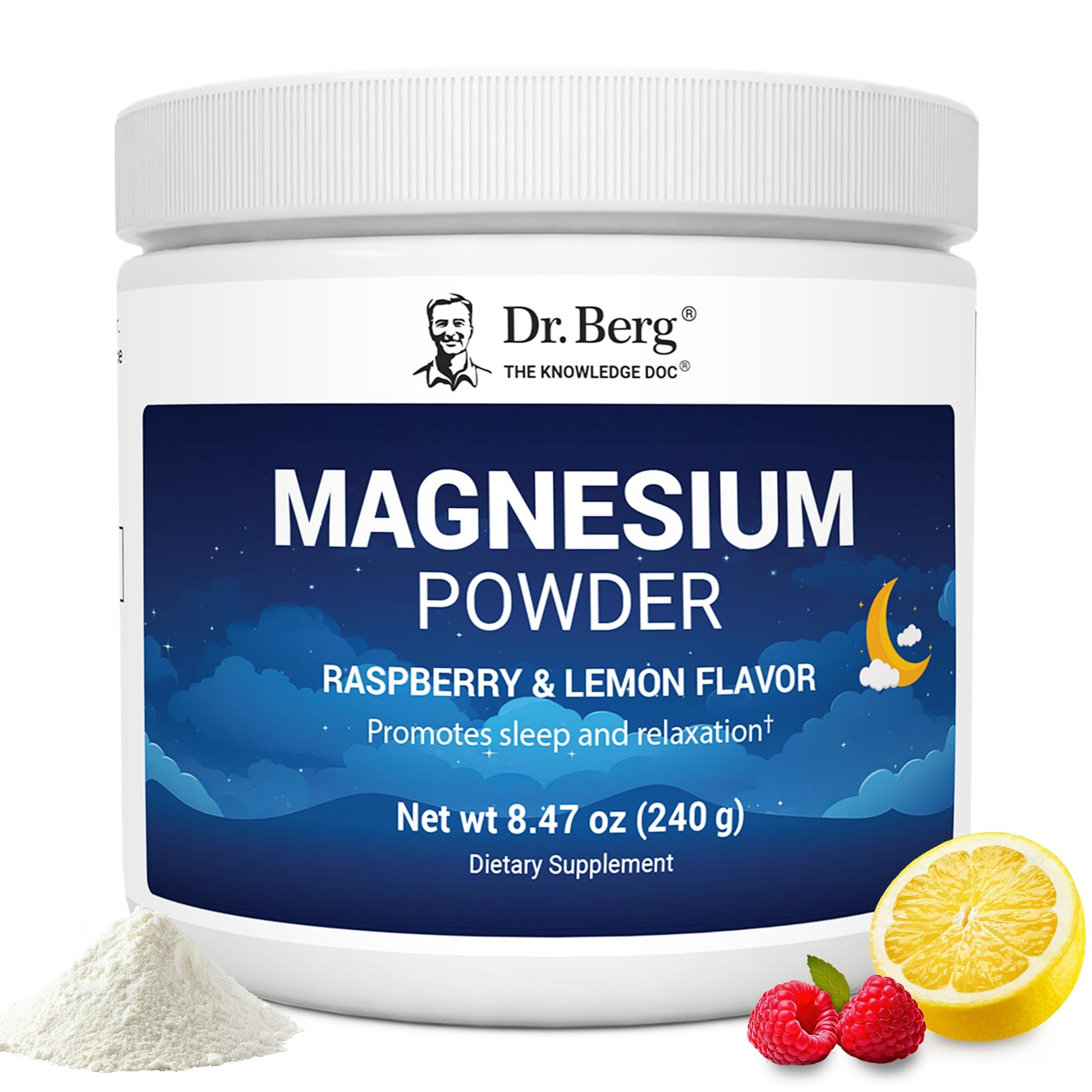 Dr. Berg Magnesium Glycinate Powder for Sleep, Relaxation, & Stress Relief - Now Includes Vitamin D3 & Zinc - Delicious Raspberry & Lemon Flavor (50 Servings) Magnesium Powder - Magnesium Drink Powder Dr. Berg Nutritionals Au supplements