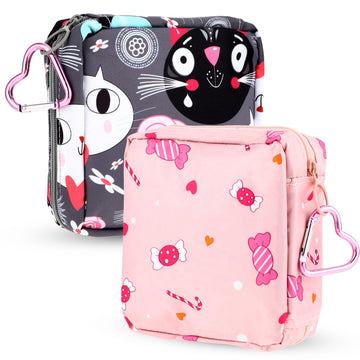 Abeillo 2Pcs Period Bag with Heart Carbiner, Sanitary Pad Storage Bag Samll Period Pouch Abeillo Au supplements
