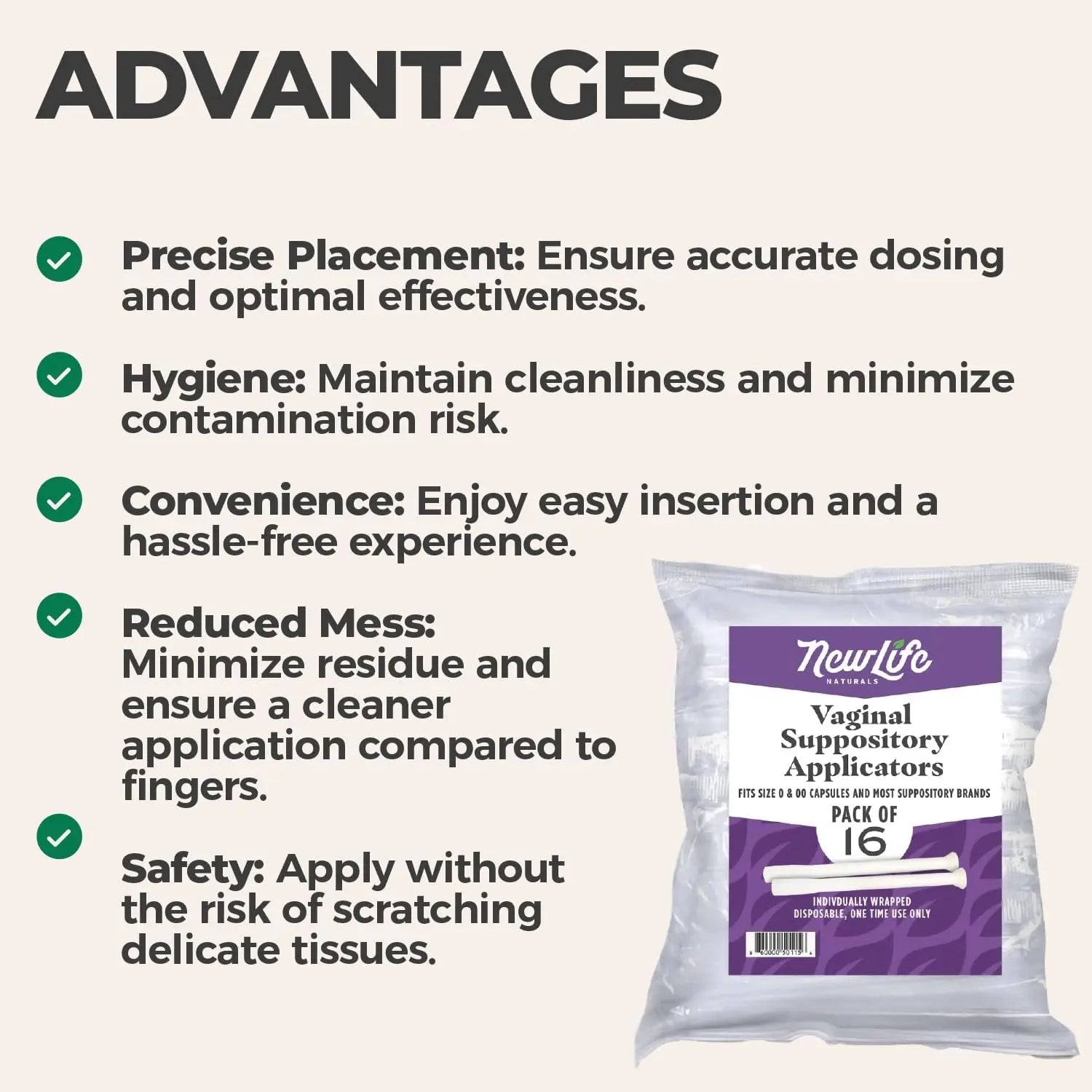 NewLife Naturals Vaginal Suppository Applicators for Boric Acid Suppositories, Size 0 & 00 Capsules, and Pills & Tablets – Individually Wrapped Disposable Applicators – Pack of 28 (Made in USA) NewLife Naturals Au supplements