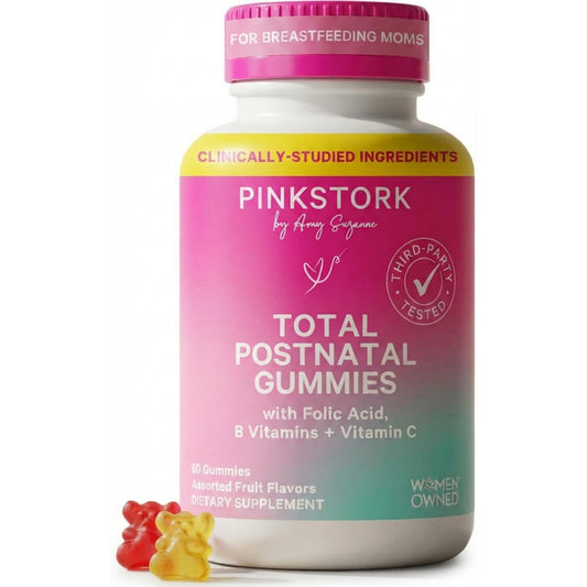 Pink Stork Total Postnatal Vitamin Gummies - Multivitamin for Postpartum Recovery and Lactation Support - Folic Acid, B6, and Vitamin C Pink StorkUS supplements