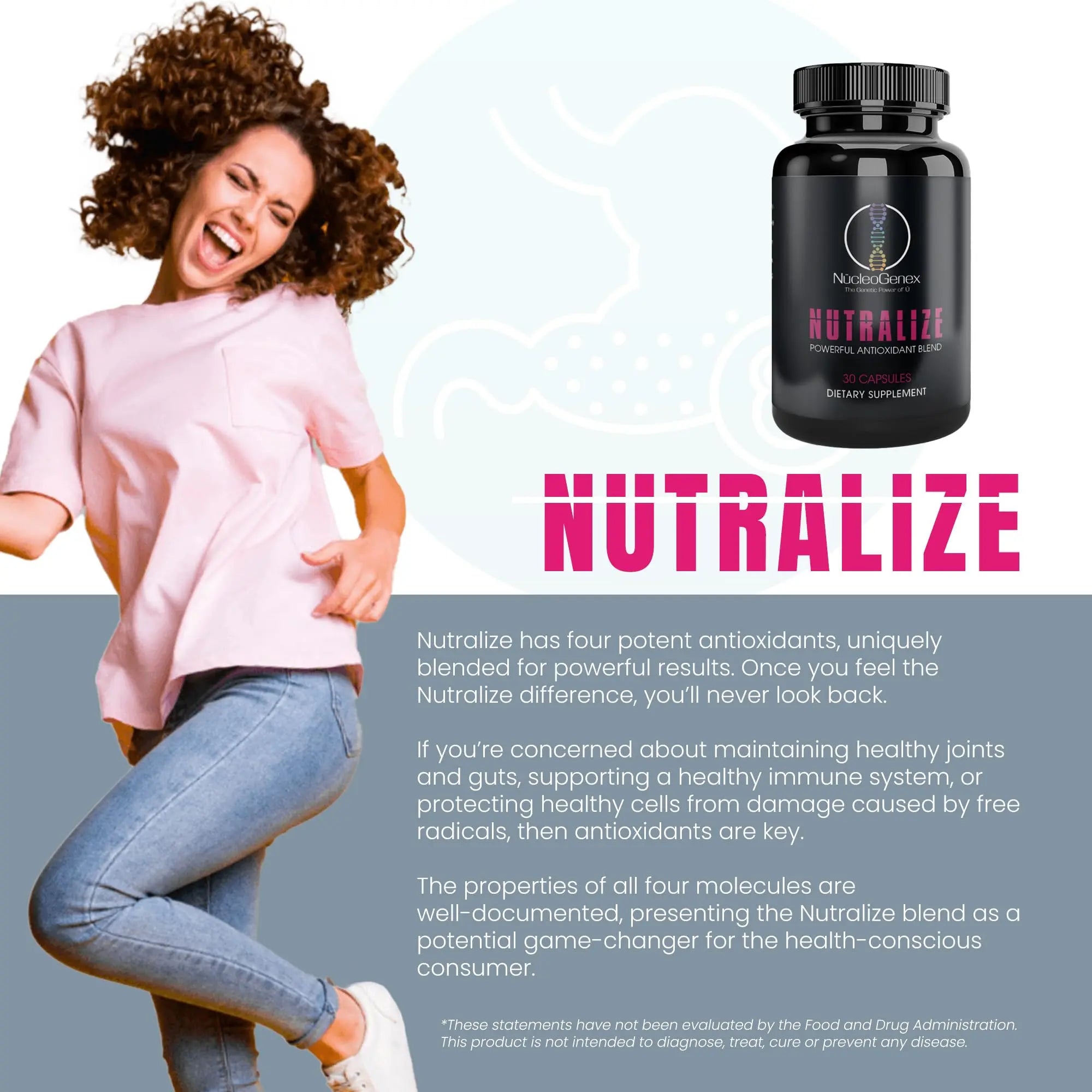Nucleogenex - Nutralize - The Key to Supporting a Healthy Aging Process and Immune System - Potent Blend for Powerful Cell Protection - Xanthohumol, CurcuPrime, C-60 Complex, PureQQ - 30 Capsules NucleOGenex Au supplements