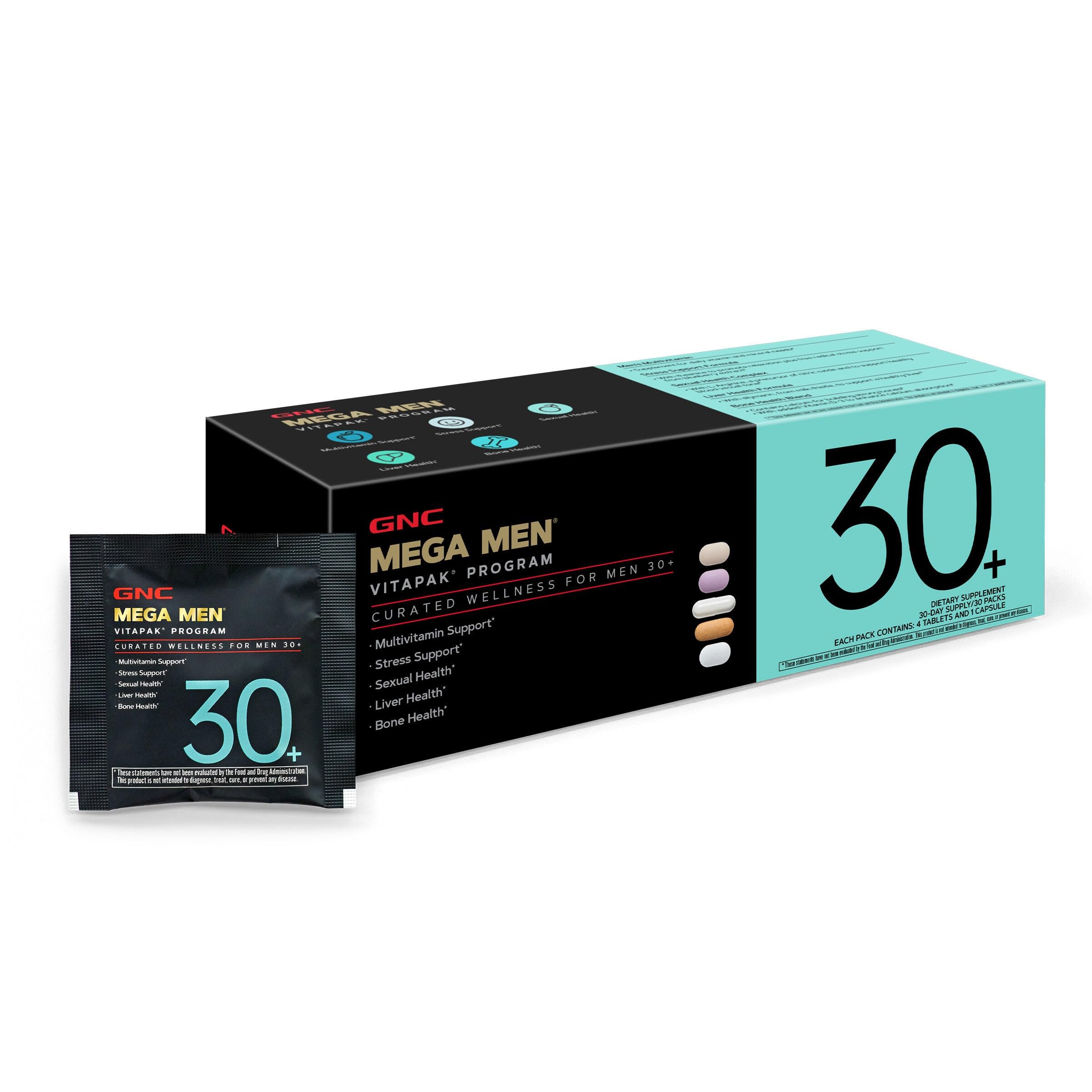 GNC Men's 30+ Vitapak Program | 5-in-1 Daily Multivitamins and Minerals | Supports Healthy Bones and Stress Relief | 30 Servings GNC Au supplements