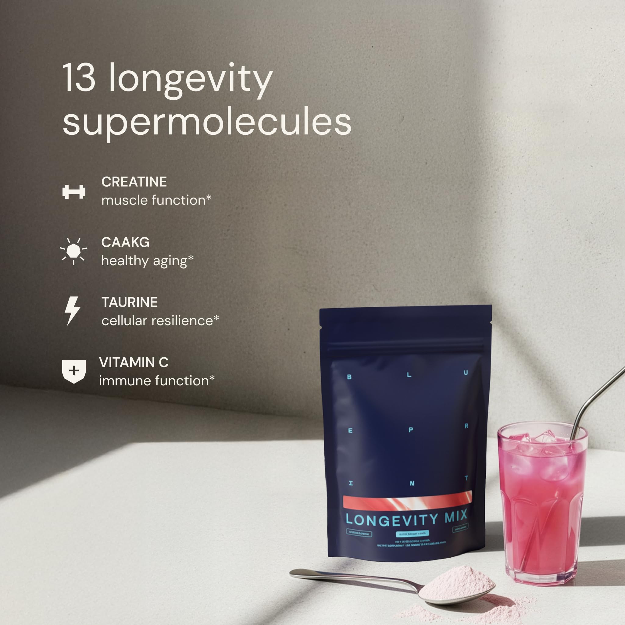 Blueprint Bryan Johnson Longevity Mix - Muscle Builder & Recovery Supplement - Promotes Focus and Balanced Mood - Magnesium, Creatine, L-Theanine, Glutathione & Vitamin C- 30 Servings, Blood Orange Blueprint Bryan Johnson Au supplements
