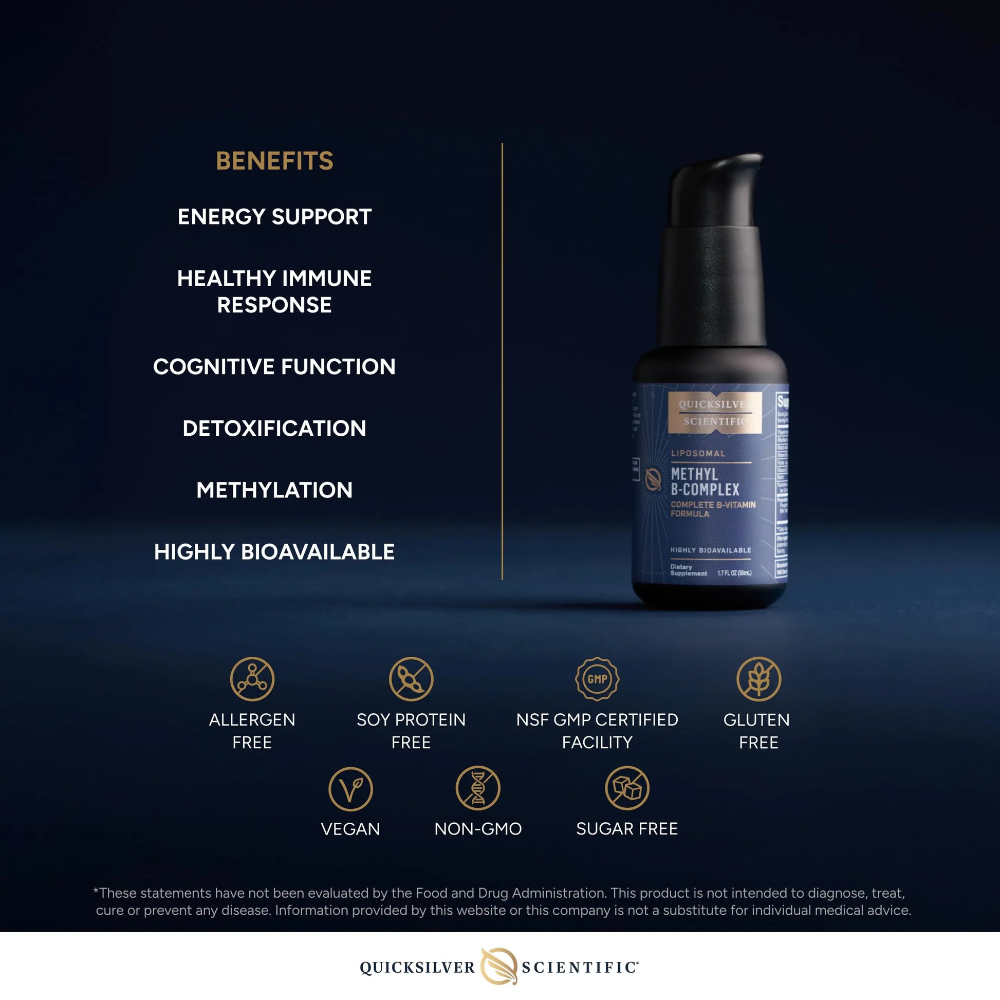 Quicksilver Scientific Methyl B Complex - Liquid Vitamin with Superior Liposomal Absorption of Vitamin B12, Folate, Vitamin B6, Riboflavin, Biotin, Pantothenic Acid, Vitamin B1, Niacin (50 ml) Quicksilver Scientific Au supplements