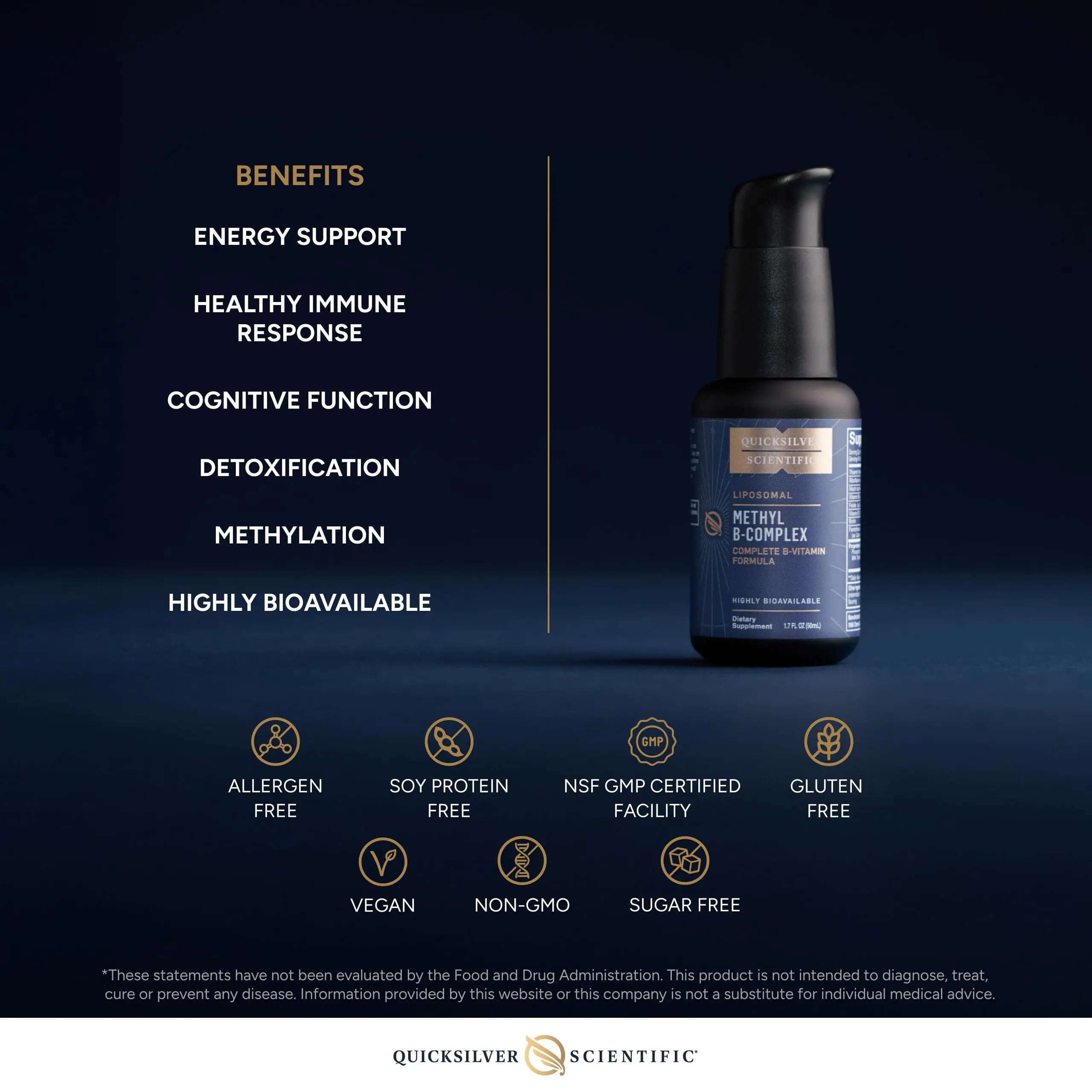 Quicksilver Scientific Methyl B Complex - Liquid Vitamin with Superior Liposomal Absorption of Vitamin B12, Folate, Vitamin B6, Riboflavin, Biotin, Pantothenic Acid, Vitamin B1, Niacin (50 ml) Quicksilver Scientific Au supplements