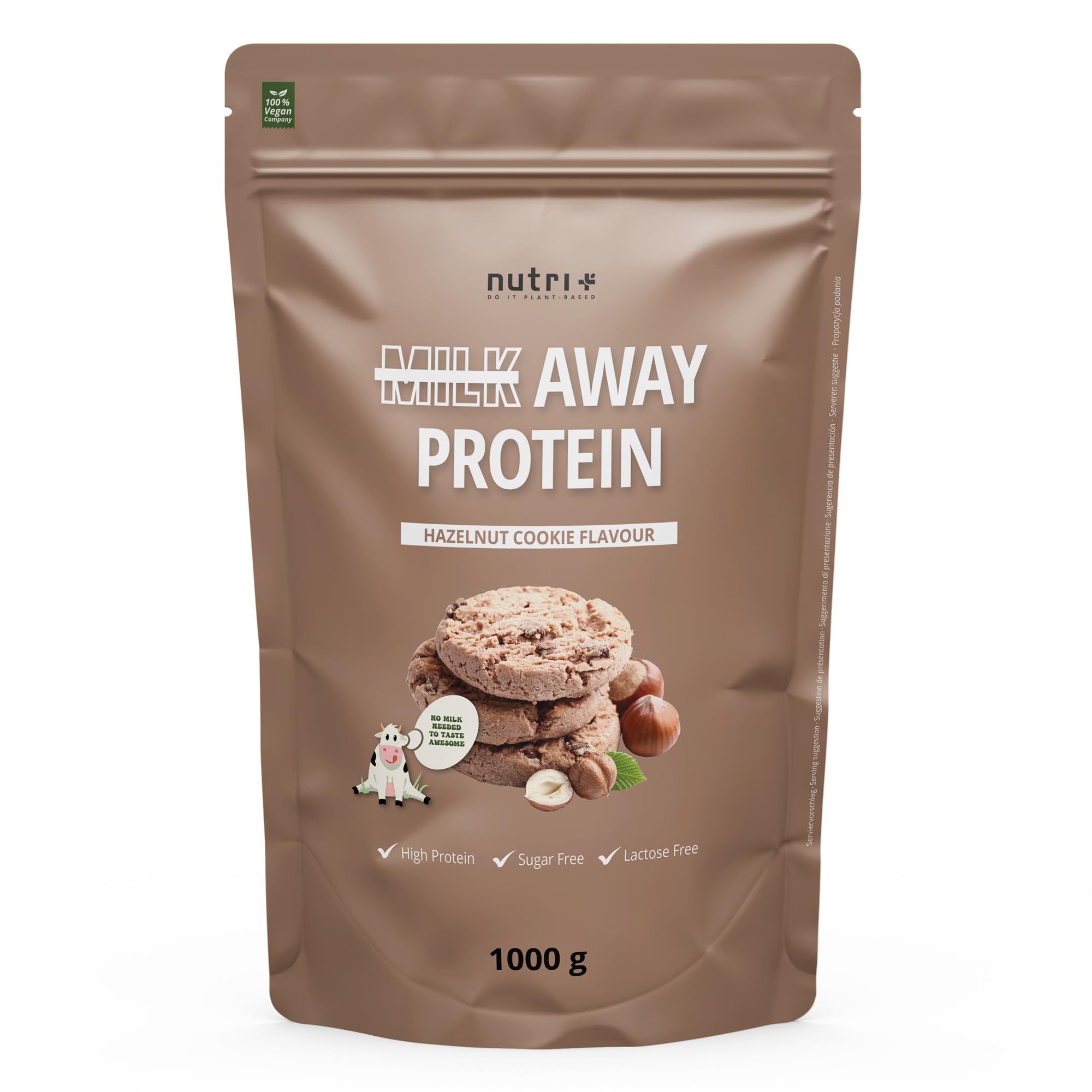 Vegan Protein Powder Hazelnut Cookie - Milk Away Vegan Protein Without Soy 1kg Nutri + Au supplements