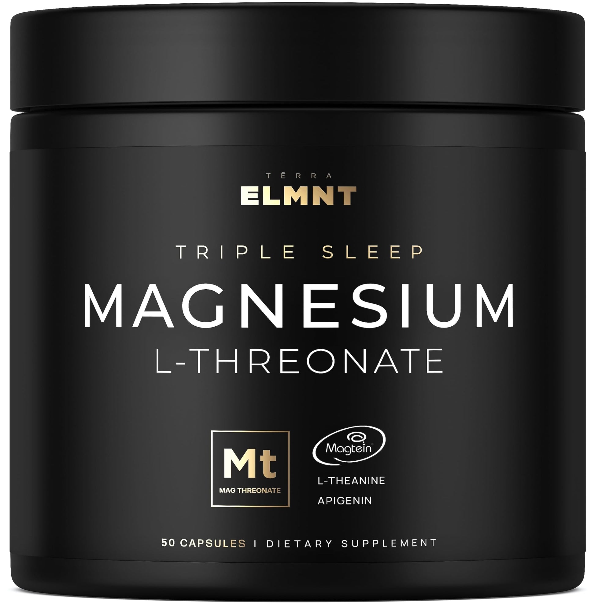 Triple Sleep Magnesium L-Threonate w. Apigenin, Theanine & Magtein Magnesium L Threonate - High Absorption Magnesium Supplement Capsules for Men and Women Magnesium Powder Pills TERRA ELMNT Au supplements