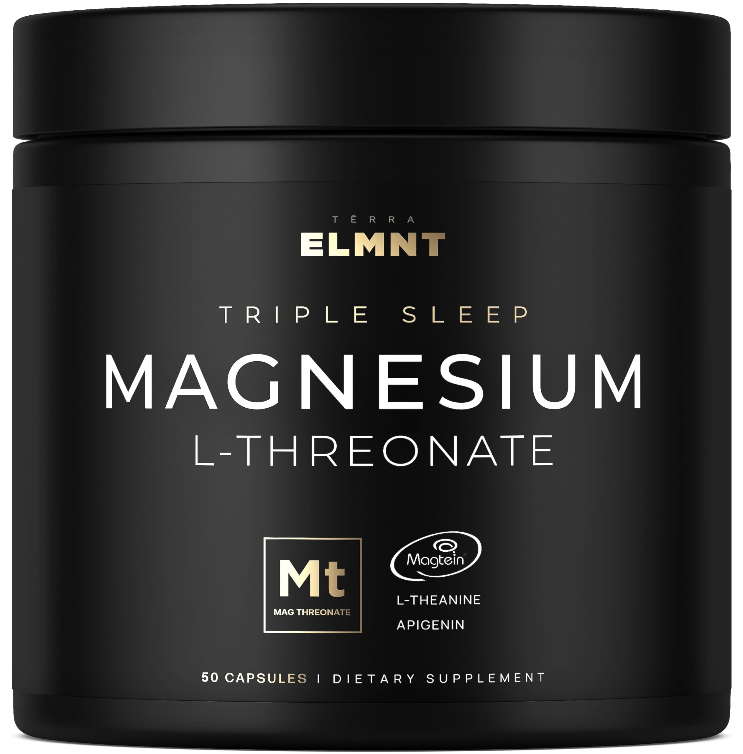 Triple Sleep Magnesium L-Threonate w. Apigenin, Theanine & Magtein Magnesium L Threonate - High Absorption Magnesium Supplement Capsules for Men and Women Magnesium Powder Pills TERRA ELMNT Au supplements