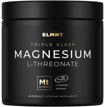 Triple Sleep Magnesium L-Threonate w. Apigenin, Theanine & Magtein Magnesium L Threonate - High Absorption Magnesium Supplement Capsules for Men and Women Magnesium Powder Pills TERRA ELMNT Au supplements