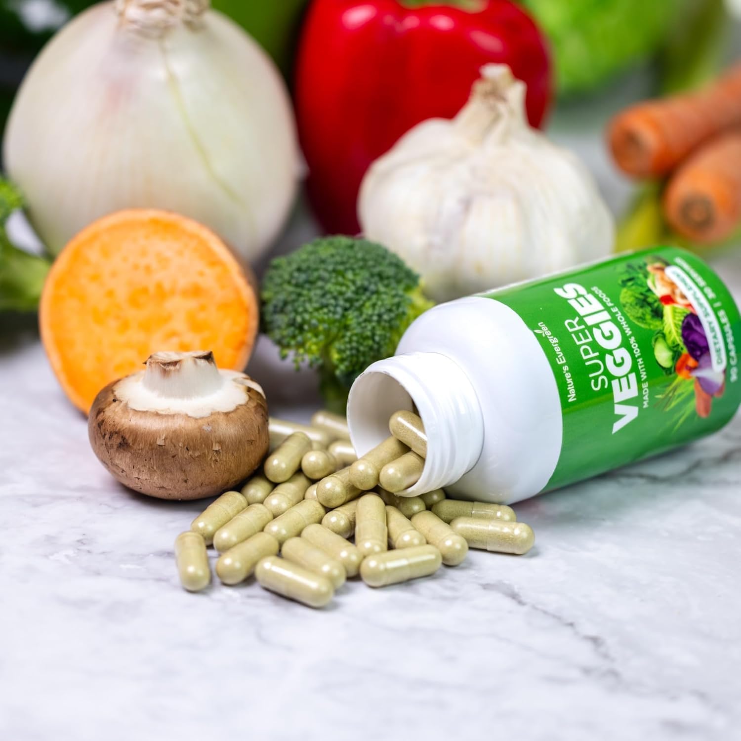 Fruits and Veggies Supplement - Nature Fruits and Vegetables Supplements - Vegan, Non GMO, Soy Free, Superfood Vitamins & Minerals Nutritional Balance - (Total 180 Capsules - Pack of 2) Made in USA Nature's Evergreen Au supplements