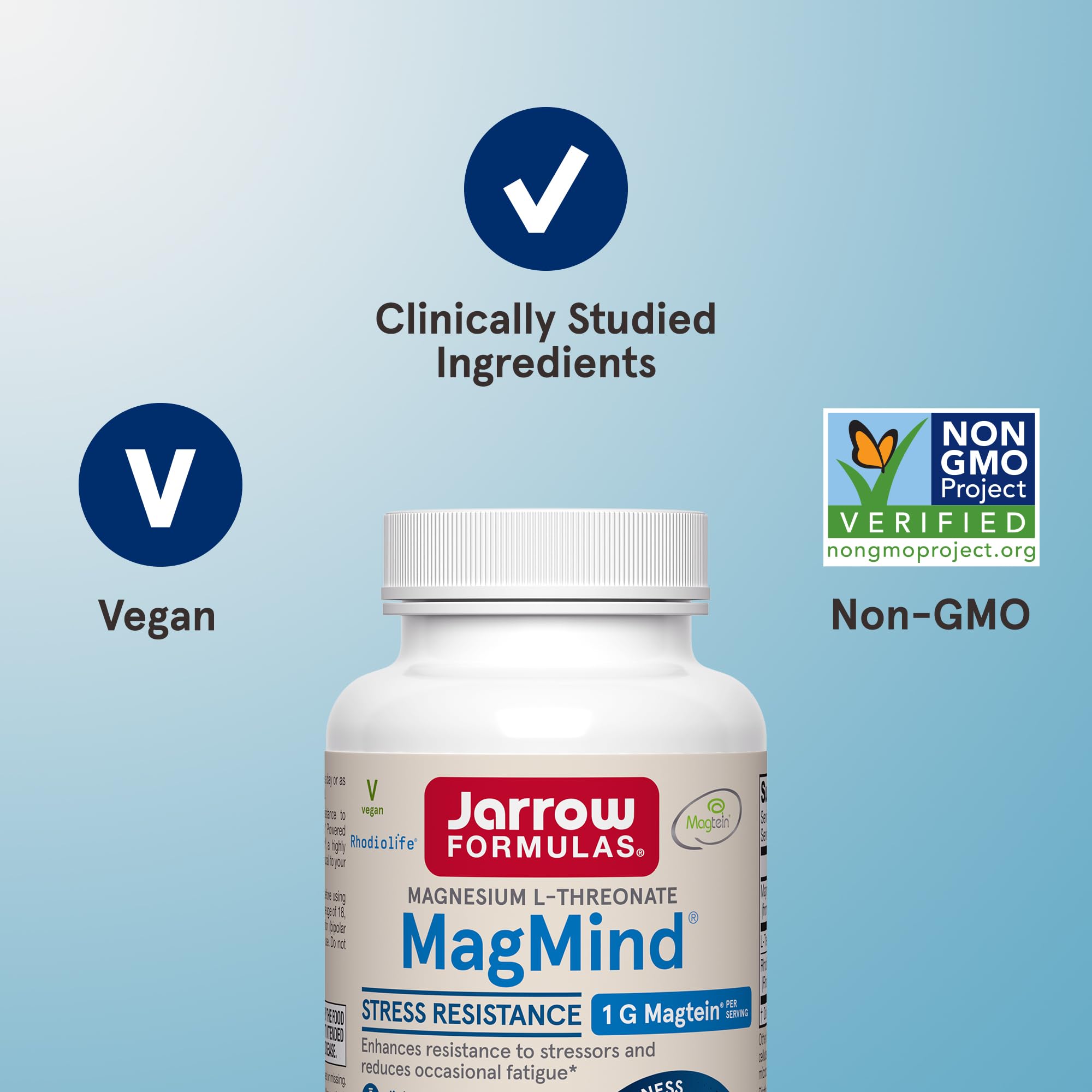 Jarrow Formulas Magnesium L-Threonate, MagMind Stress Resistance with L-Theanine and Rhodiolife, High Absorption Magnesium, Stress Relief and Mood Support, 60 Veggie Capsules, Up to a 30 Day Supply Jarrow Formulas Au supplements