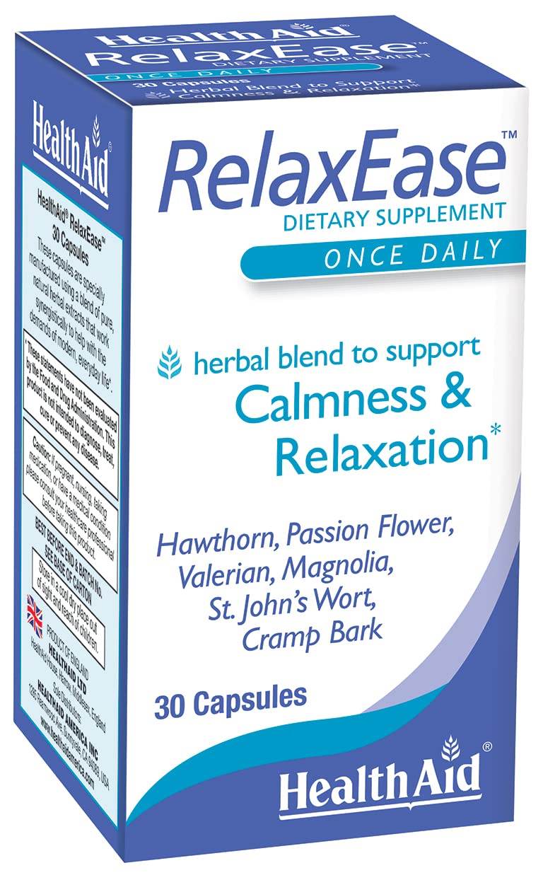 RelaxEase, Herbal Blend to Support Harmony and Tranquility, Once Daily, 30 ct, Helps Promote Health and Relaxation HealthAid Au supplements