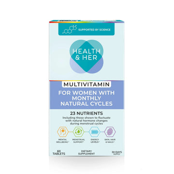 Health & Her Multivitamin for Women with Monthly Natural Cycles - Supplements for Women - Nutrition and Wellbeing Support for Menstrual Cycle Health and Her Au supplements