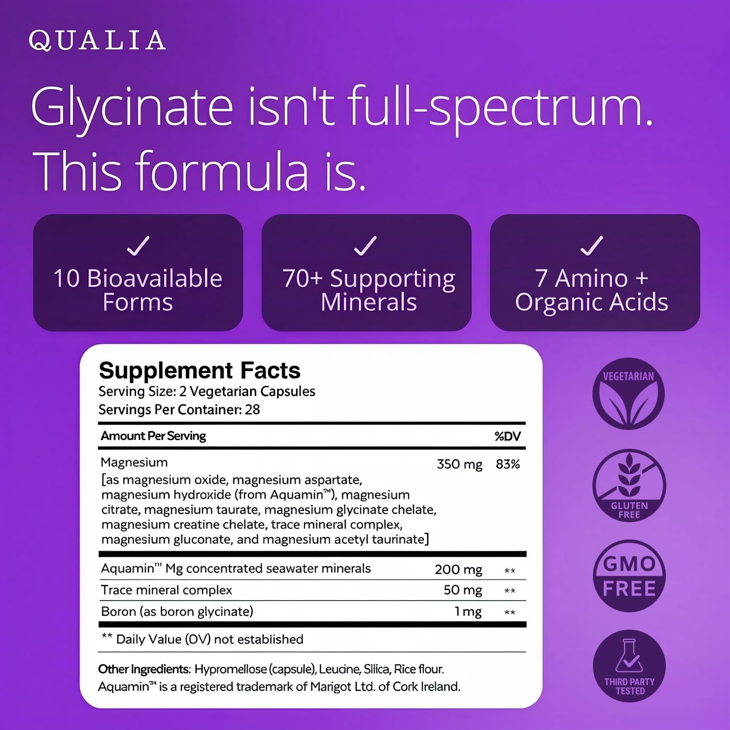 Qualia Magnesium Supplement | 10 Bioavailable Forms, Including Magnesium Glycinate, with 70+ Supporting Minerals, +7 Amino Acids | Doctor-Formulated to Support Sleep, Stress Relief, Heart, Relaxation QUALIA LIFE SCIENCES Au supplements