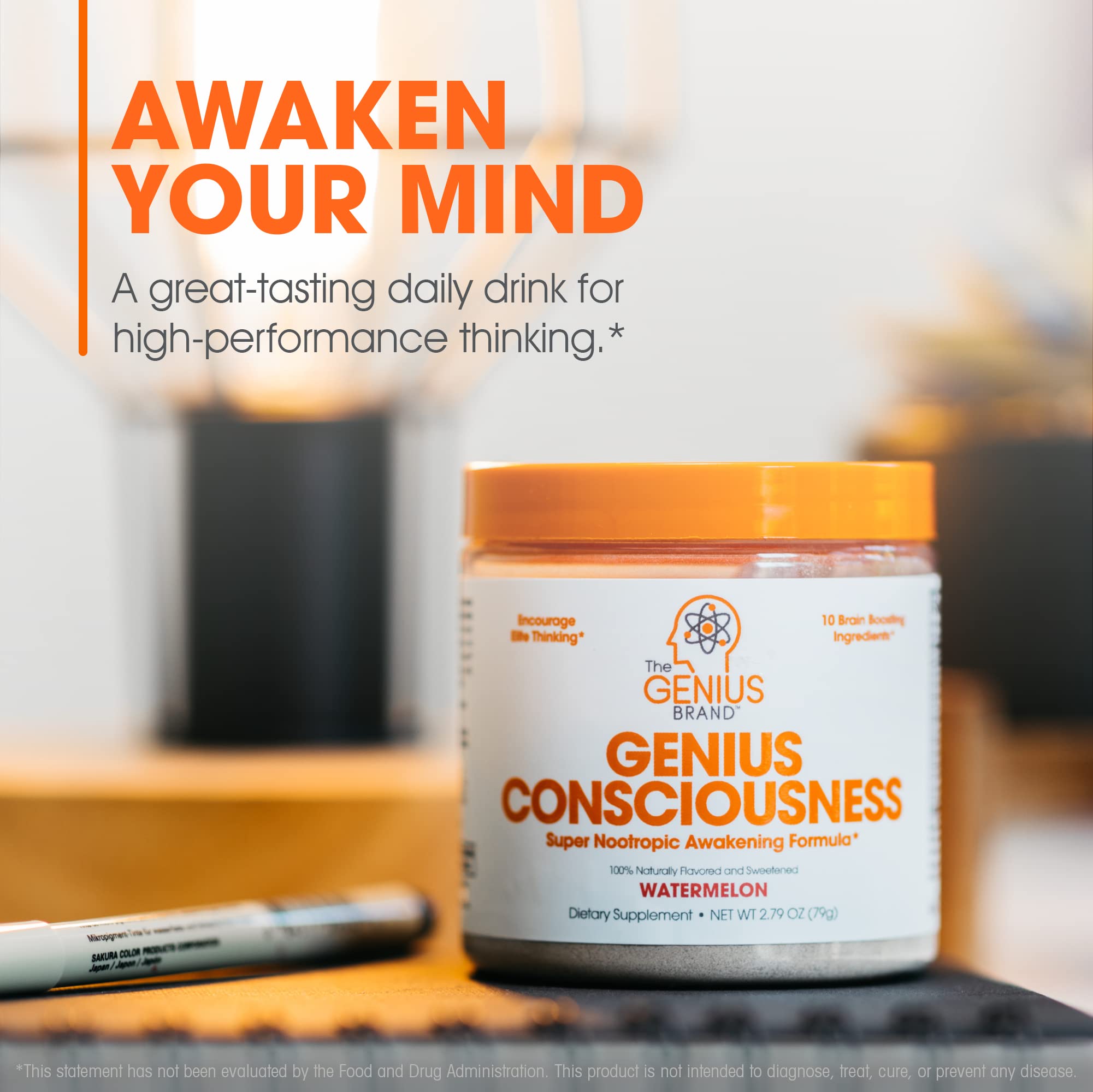 Genius Consciousness, Super Nootropic Brain Supplement Powder, Watermelon The Genius Brand Au supplements