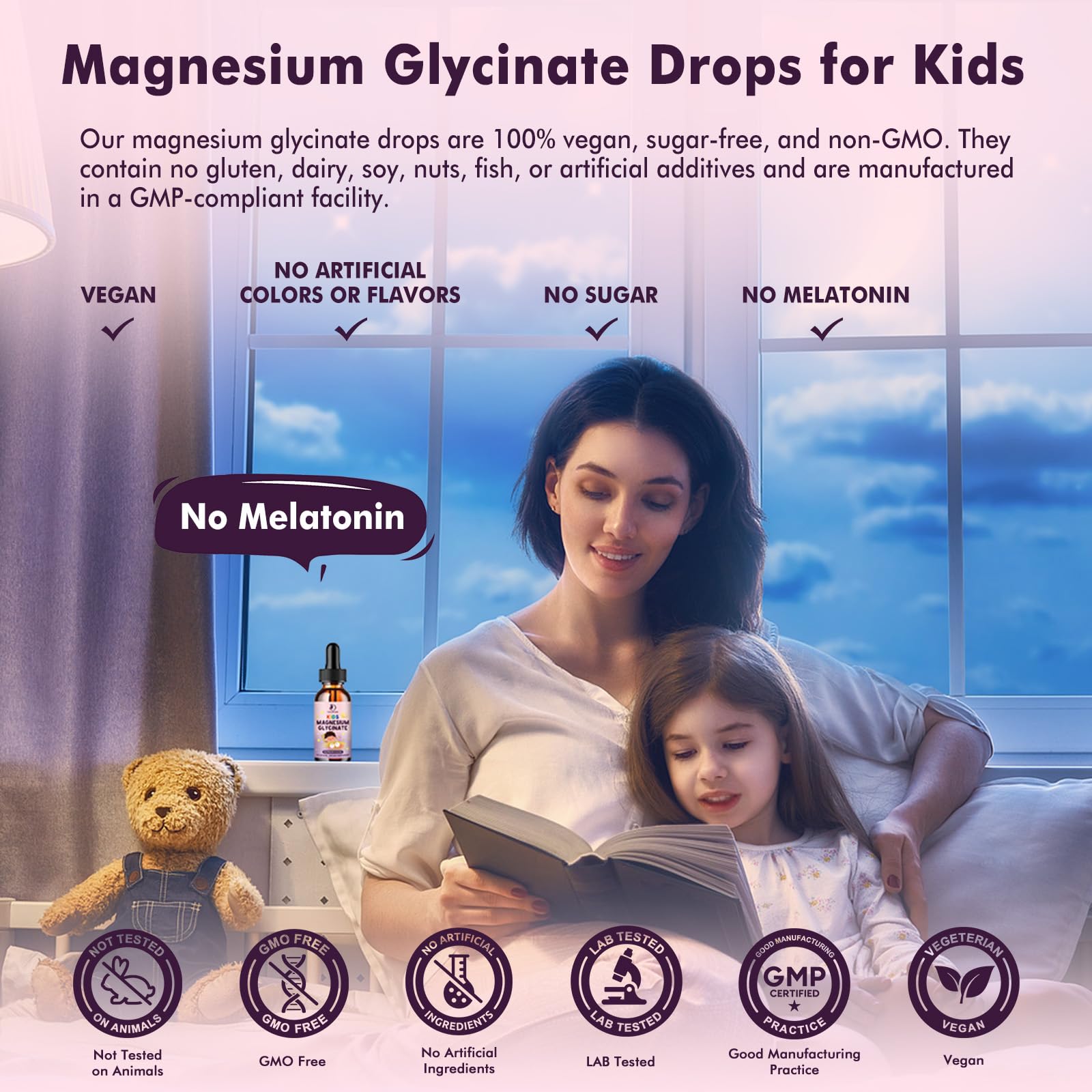 Kids Magnesium Glycinate Sleep Liquid Drops – Sleep & Calm Support with L-Theanine – Melatonin-Free, Sugar-Free Vegan Raspberry Supplement – 2 Bottles, 30ml Each LUCNVEM Au supplements