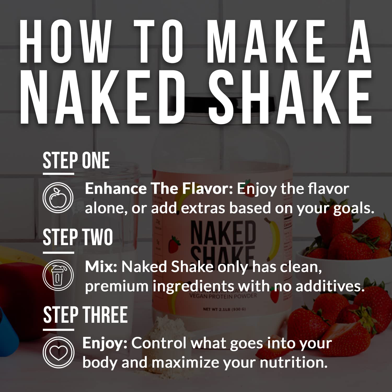 NAKED nutrition Naked Shake - Vegan Protein Powder, Strawberry Banana - Flavored Plant NAKED Au supplements