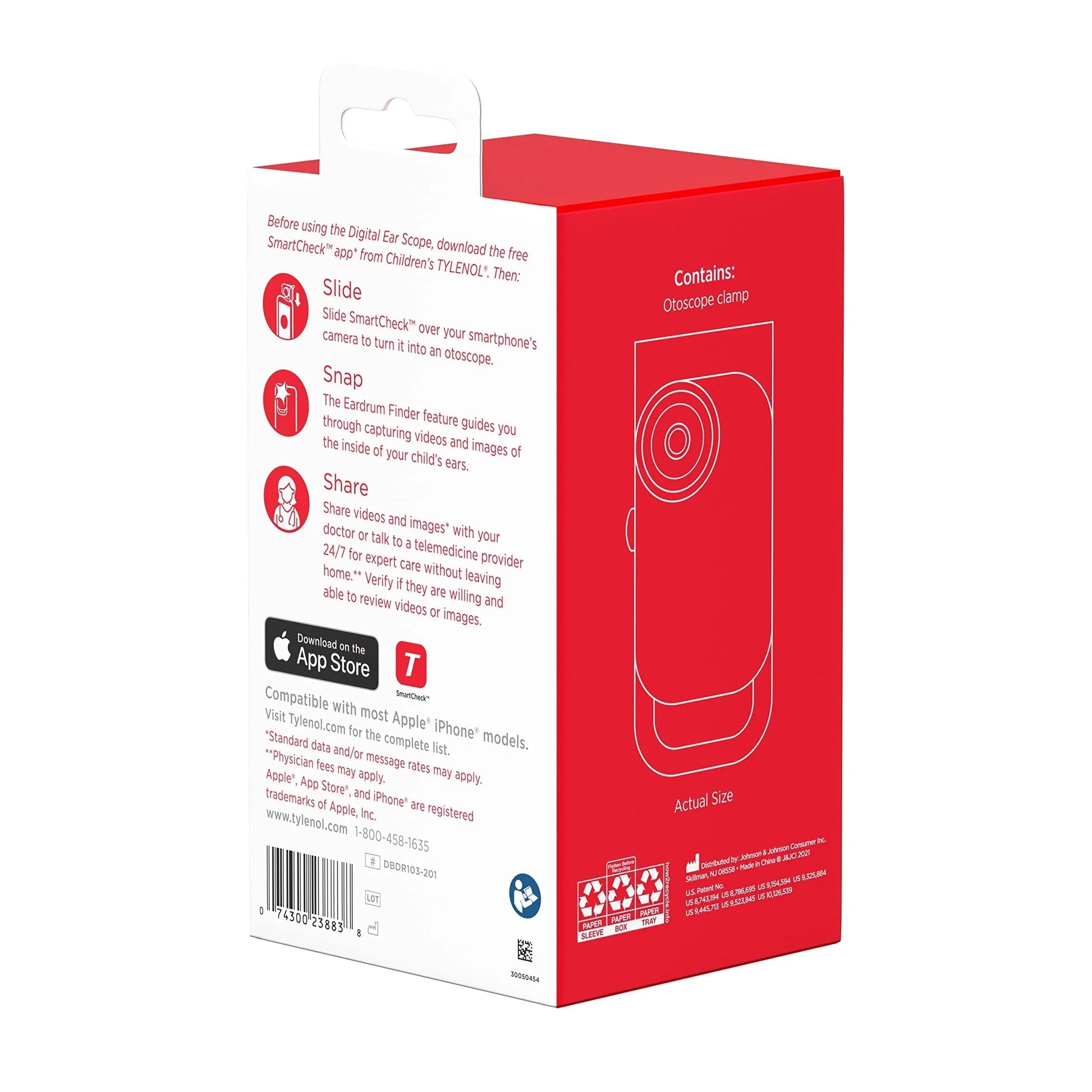 SmartCheck Digital Ear Scope from Children's Tylenol, Otoscope with Light, 1 Otoscope Clamp, 12 Specula Tips + Children's Tylenol Pain + Fever Medicine with Acetaminophen, 8 fl. oz Tylenol Au supplements