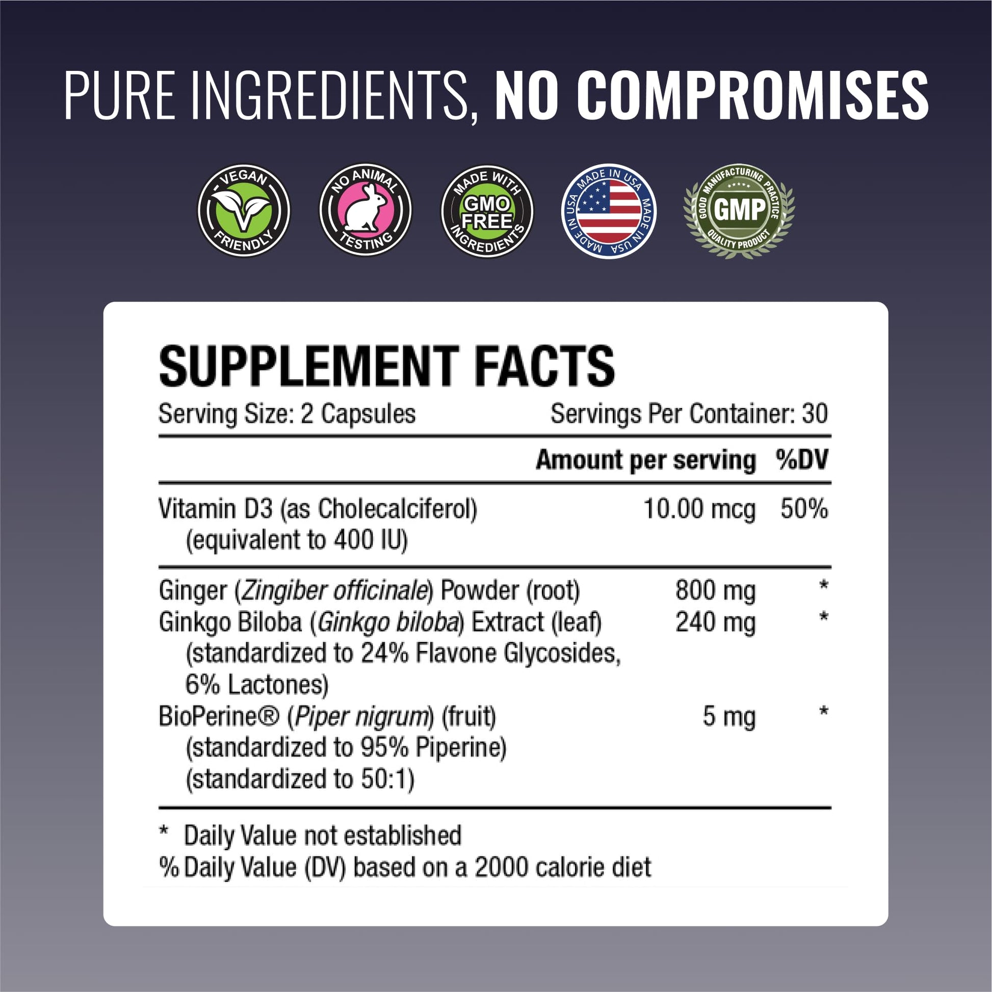 Approved Science VertiSyl - Ginkgo Biloba, Ginger, Vitamin D3, BioPerine - 60 Capsules - 1 Month Supply Approved Science Au supplements