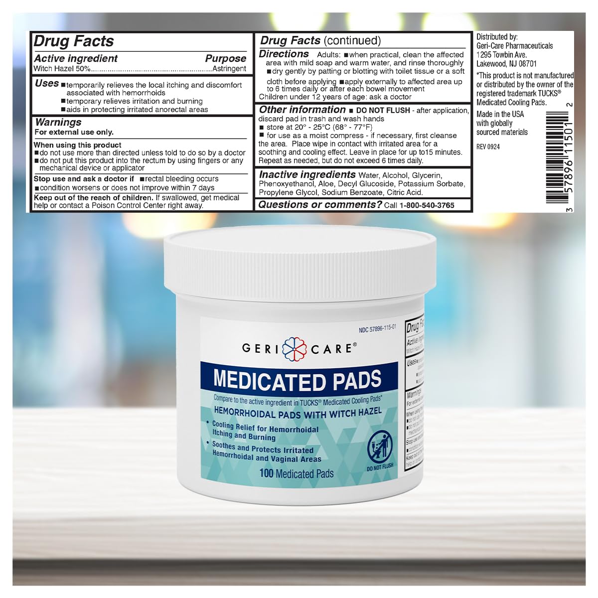 GeriCare Anti-Diarrheal Caplets 24 Count & Medicated Pads of Witch Hazel 50% 100 Count Bundle – Fast Relief for Diarrhea, Soothing Medicated Pads for Irritation, Digestive Support & Travel GeriCare Au supplements