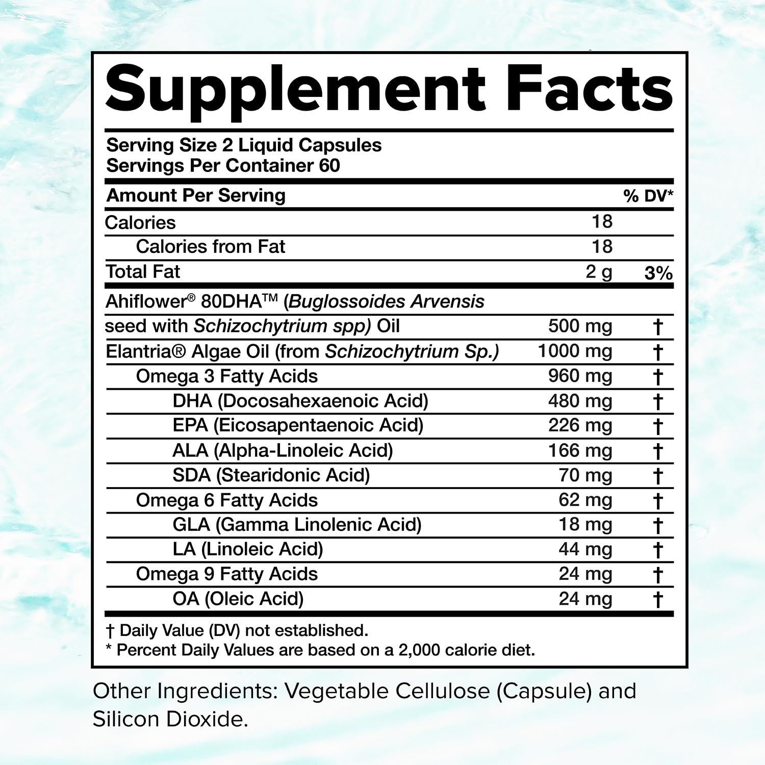 Complement Vegan Omega 3 Supplement- 960mg Omega-3 Fatty Acids, DHA, EPA, SDA, ALA Supplement - Immune Support- 60 Servings, 120 Liquid Capsules Complement Au supplements