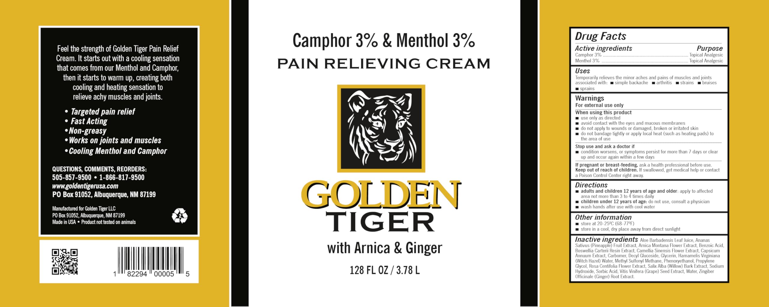 Golden Tiger Pain Relief Cream1 Gallon Golden Tiger Au supplements