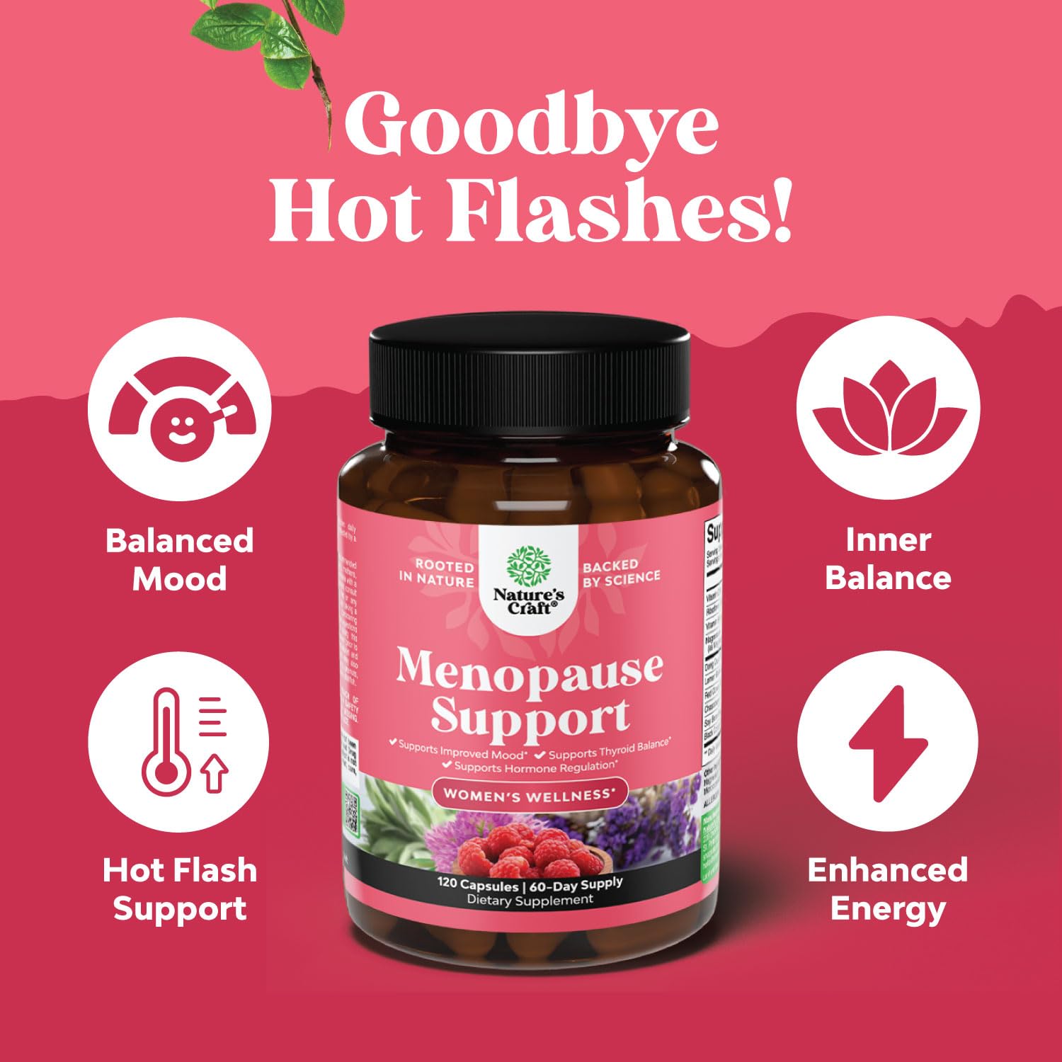 Complete Herbal Menopause Supplement for Women - Female Hormone Balance Capsules for Night Sweats Hot Flashes & Mood Swings with Dong Quai, Chaste Berry & Black Cohosh Root - 120 Count Pack Natures Craft Au supplements