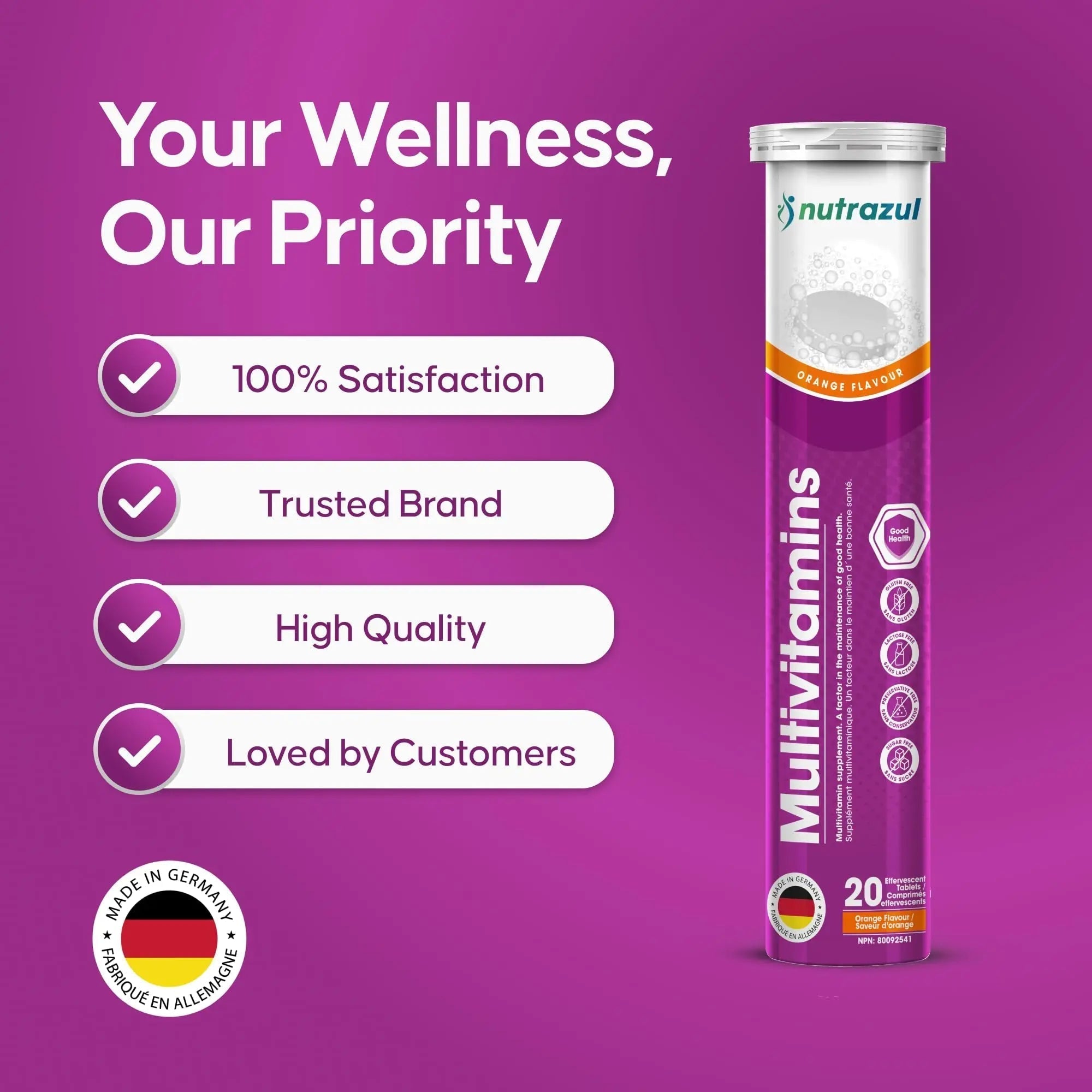 nutrazul Multivitamin Effervescent Tablets, Supplement for Daily Wellness & 9 Essential Vitamins, Contains Vitamin with Vitamin C & B Complex nutrazul Au supplements