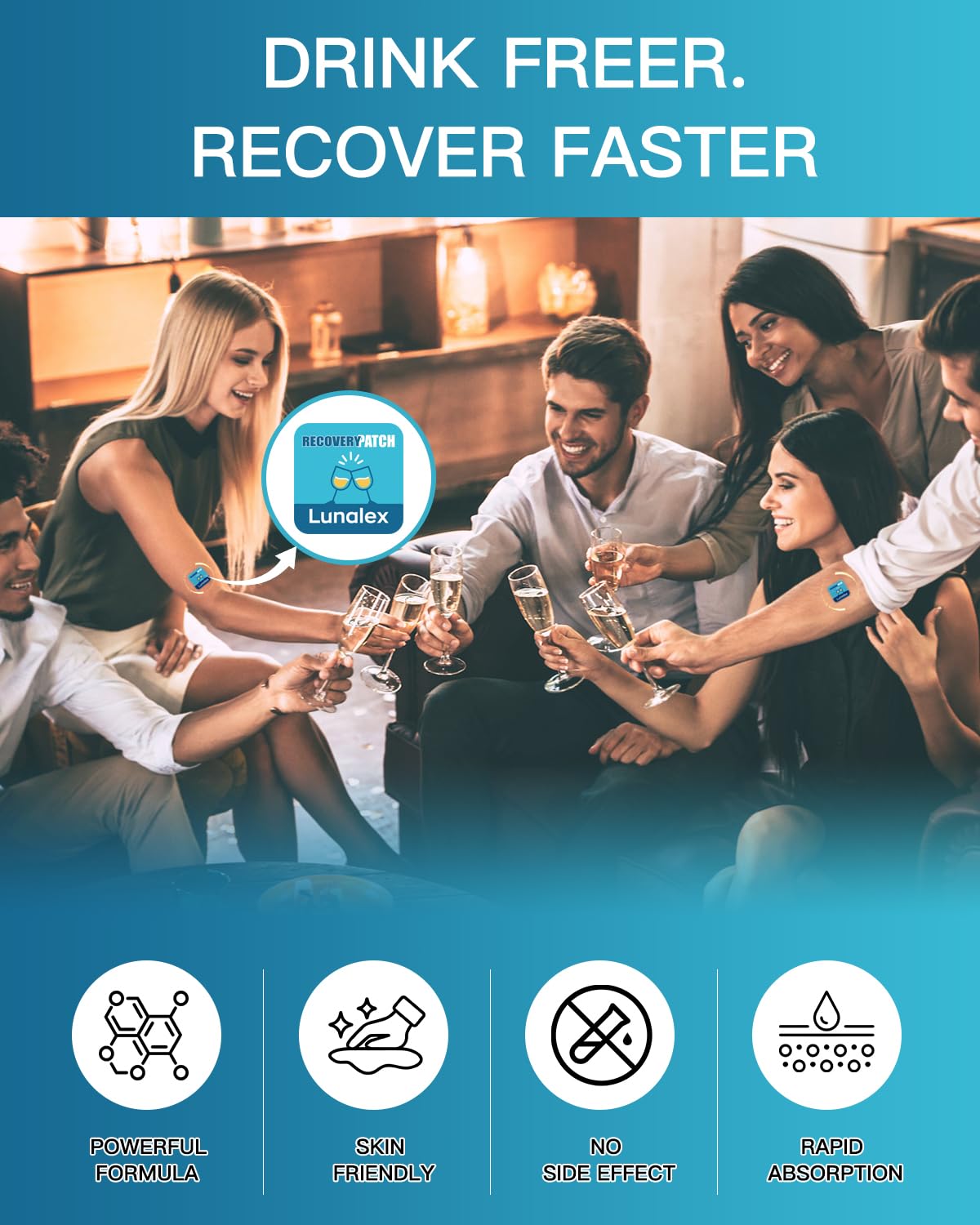 Lunalex Recovery Patch 48 Pack - Wake Up Refreshed & Balanced After Celebration - Plant-Based Formula for Morning Wellness - Bachelorette & Wedding Party Favors - 2 Patches per Sachet, Waterproof Lunalex Au supplements
