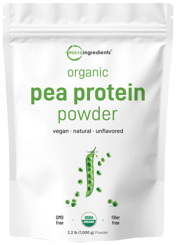 North America Grown, Organic Pea Protein Powder, 1KG (2.2 Pounds) | Plant-Based Vegan Protein, Meatless Protein Supplement, Natural Branched Chain Amino Acids | Non-GMO, Soy Free