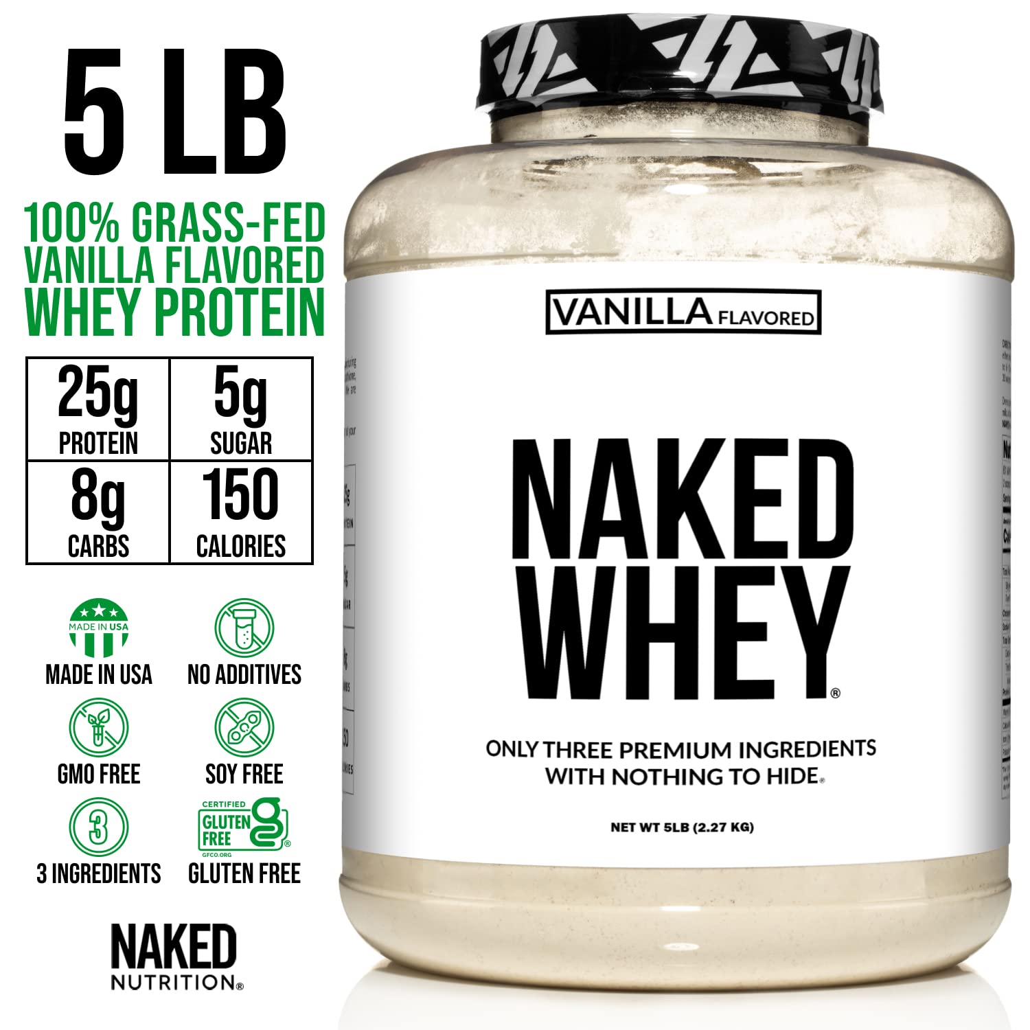 NAKED Nutrition Whey Vanilla Protein - All Natural Grass Fed Whey Protein Powder NAKED Au supplements