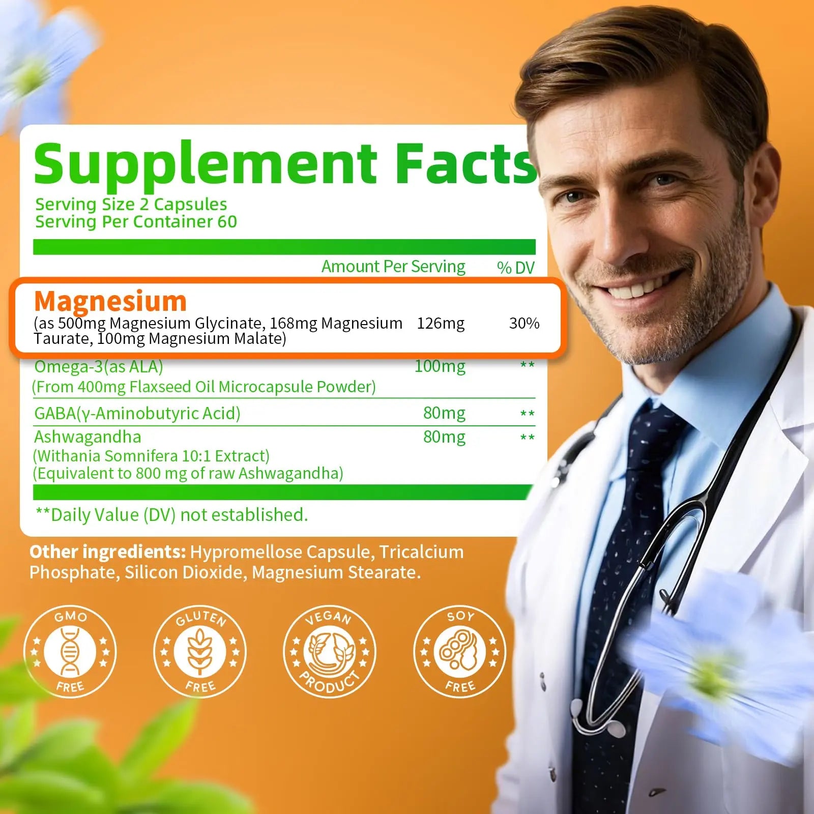 Triple Magnesium Complex - Magnesium Glycinate, Taurate & Malate Supplement with Omega3, Ashwagandha, GABA for Sleep, Brain Heart & Muscle Support - High Absorption and Gentle, Vegan, 120 Capsules iMATCHME Au supplements