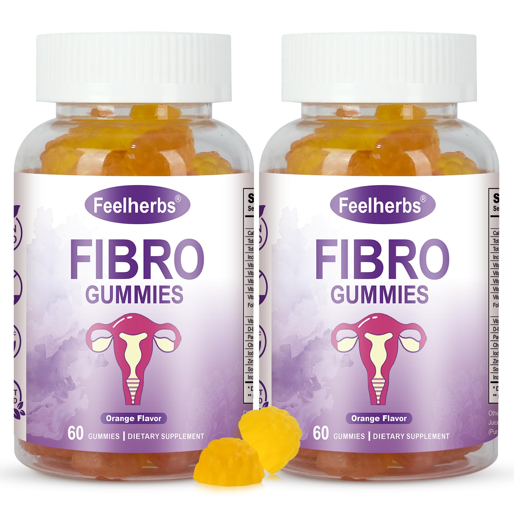 Feelherbs Fibro Gummies for Women, Pack of 2, Multivitamin Inositol Gummies with Inositol, Biotin, Vitamins A, C, D3, E, B6, B12, 60 Gummies Per Bottle Feelherbs Au supplements