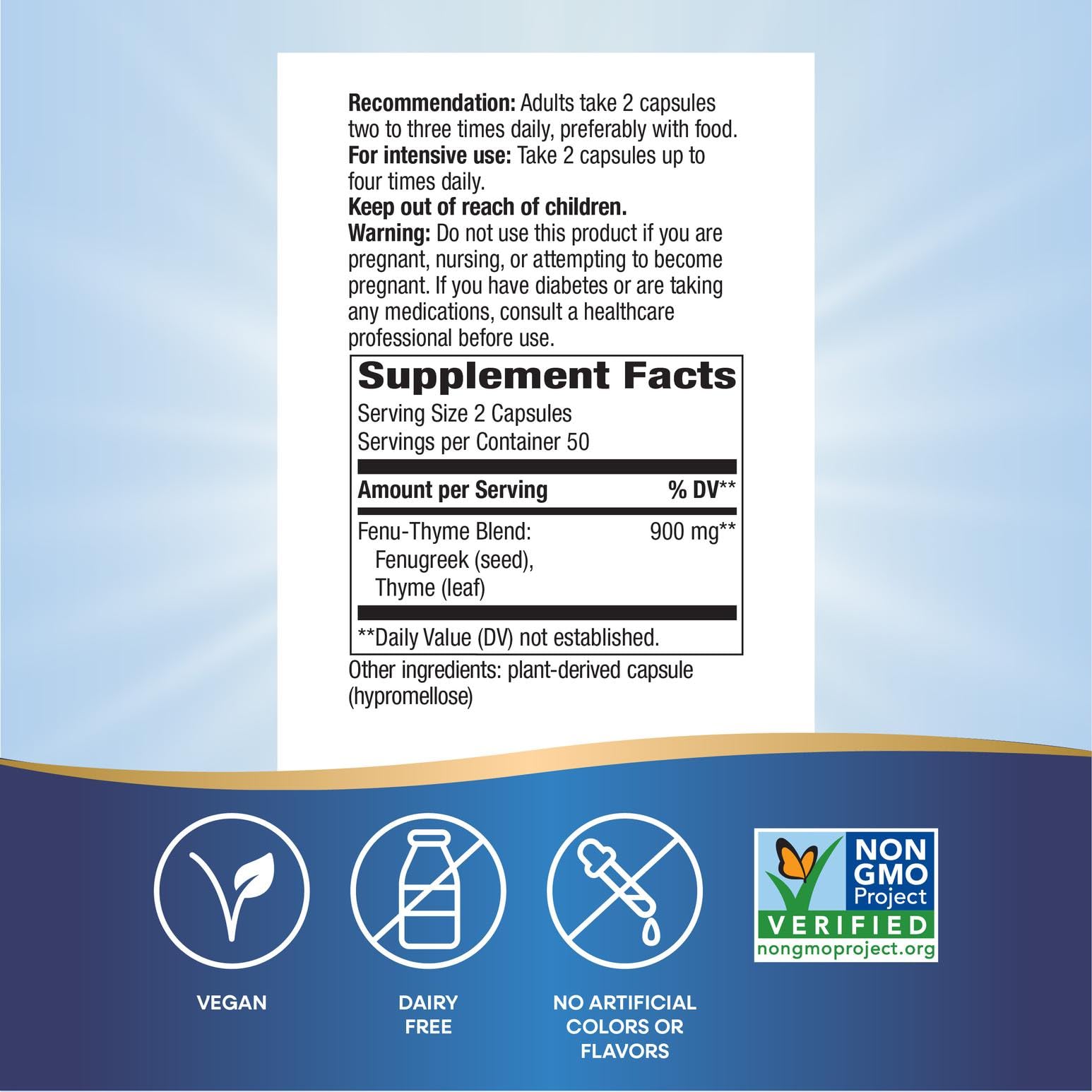 Nature's Way Fenu-Thyme - Traditional Digestive Support Blend* - 900 mg of Thyme & Fenugreek per 2-Capsule Serving - Non-GMO Project Verified & Dairy Free - 100 Vegan Capsules Nature's Way Au supplements