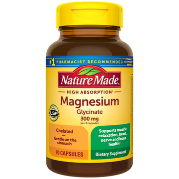 Nature Made High Absorption Magnesium Glycinate 300mg per 3 Capsules, Magnesium Supplement for Muscle, Heart, Nerve and Bone Support, 90 Magnesium Bisglycinate Capsules, 30 Day Supply Nature Made Au supplements