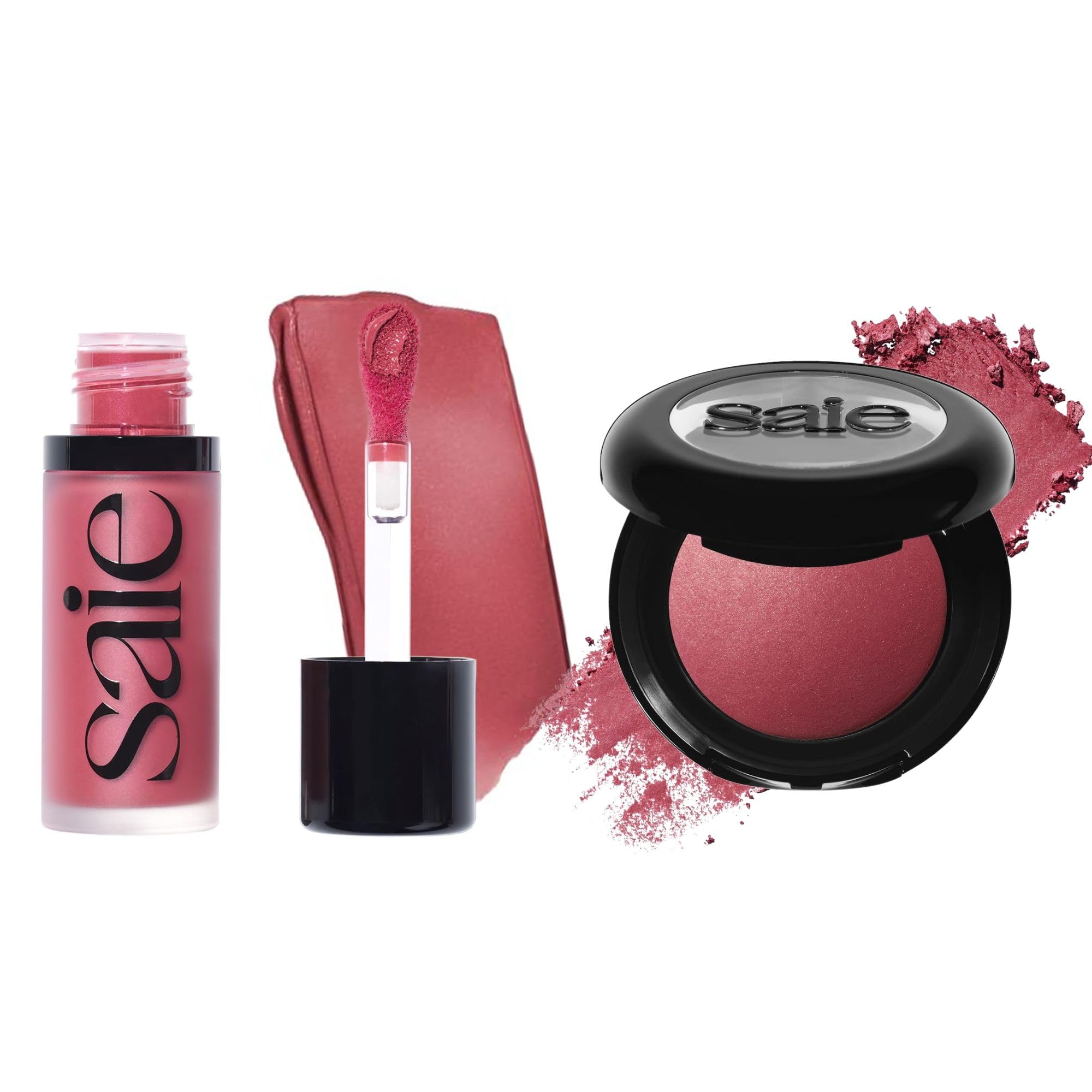 Saie Cheek Flush Duo - Dew Liquid Blush (.40 oz, Dreamy), SuperSuede Baked Powder Blush (.01 oz, Grazie) - Layerable, Skin-Nourishing Blushes for a Seamless Radiant Finish Saie Au supplements