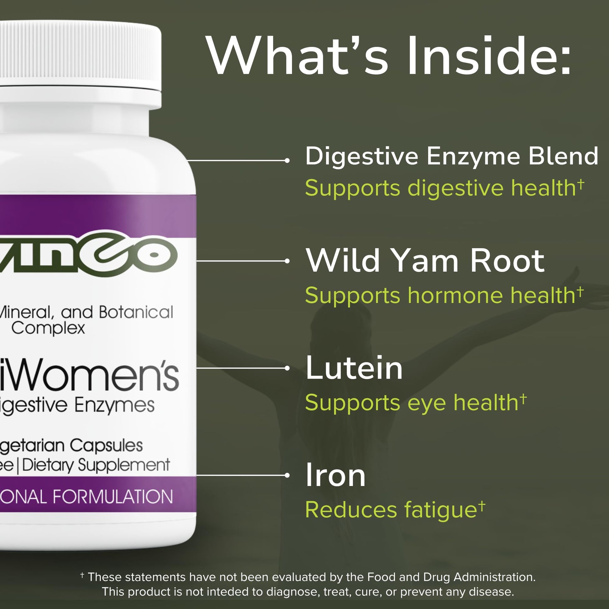 Vinco Inc - MultiWomen’s with Digestive Enzymes Daily Supplement | (90 Capsules) | Multivitamin for Women | Supports Energy, Hormone Balance, Immunity & Digestion | Gluten Free & Vegetarian Vinco Au supplements