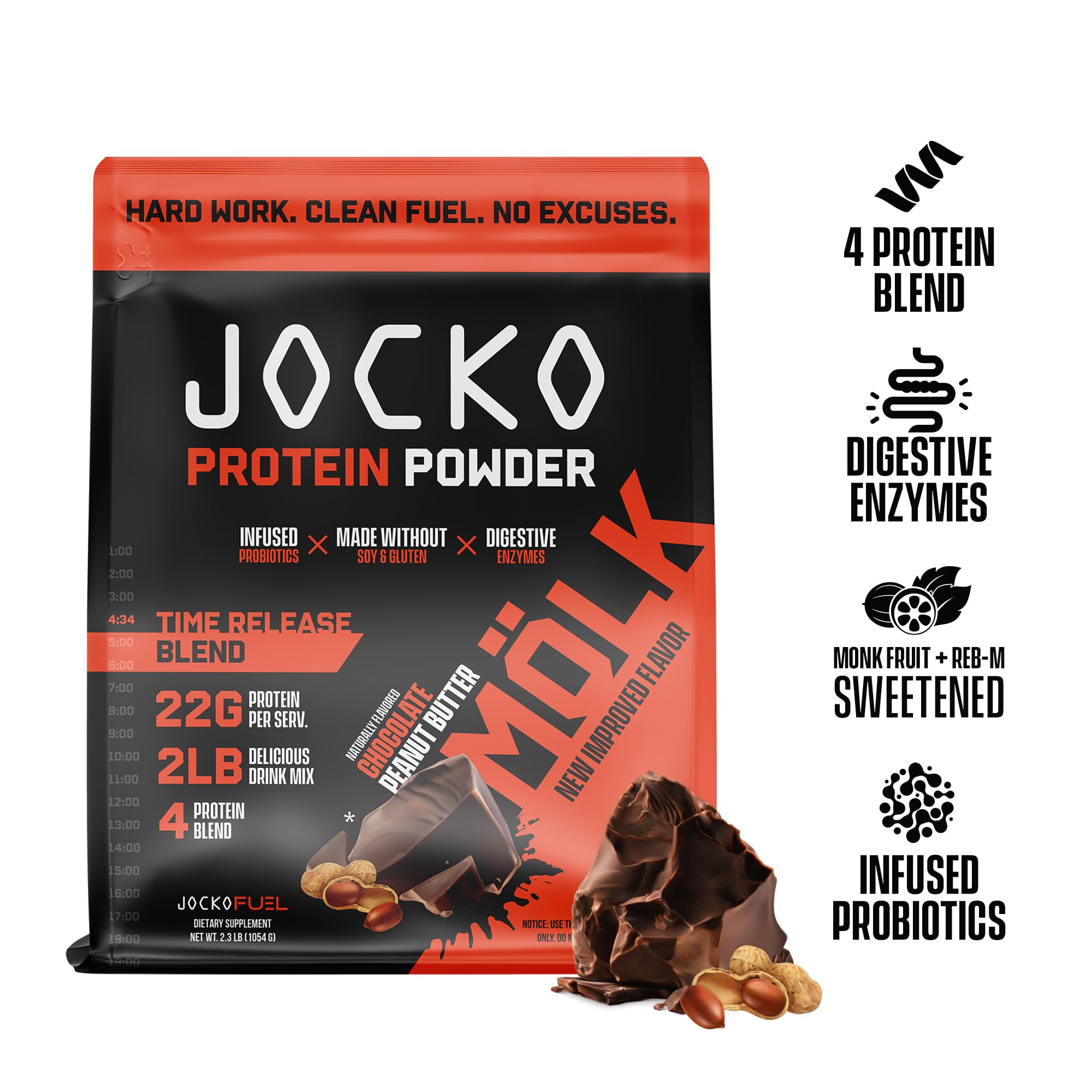 Jocko Mölk Chocolate Peanut Butter Whey Protein Powder - Keto, Probiotics, Grass Fed Jocko Fuel Au supplements
